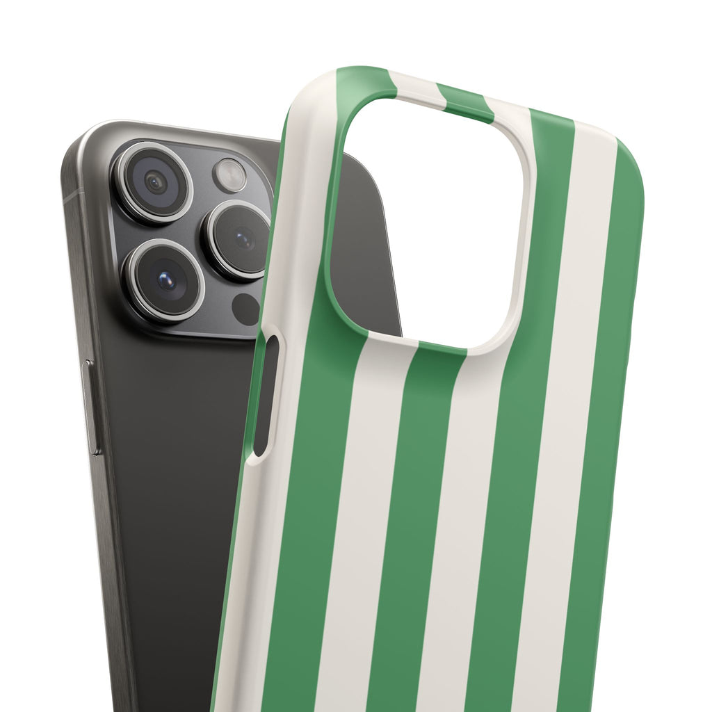 Green & White Stripe Phone Case — Snap-On Protective Cover