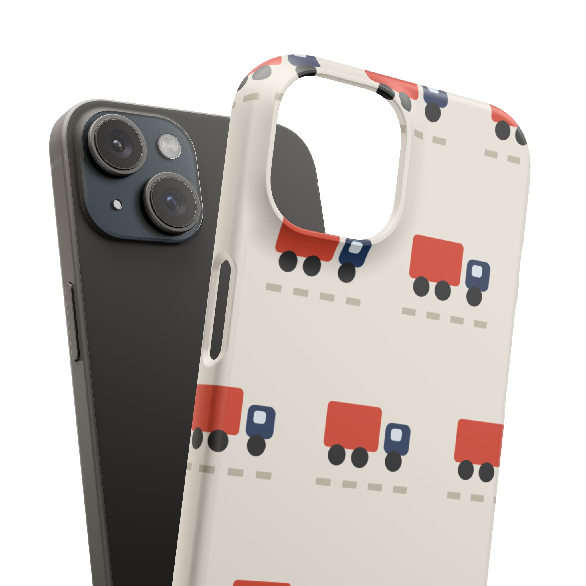 Truck Pattern Phone Case — Cute Red & Blue Delivery Truck iPhone Cover