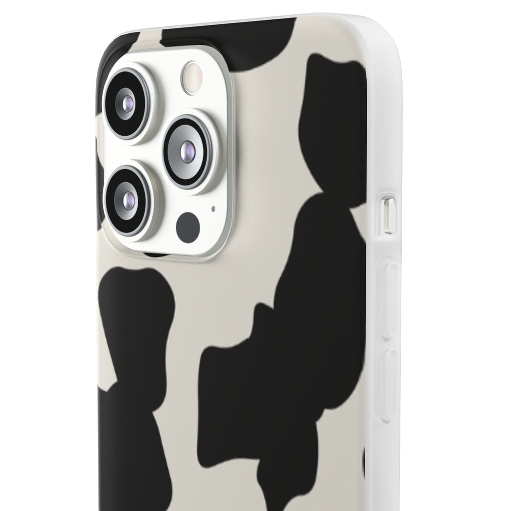 Cow Print Phone Case — Black & White Cowhide Pattern Flexible Protective Cover