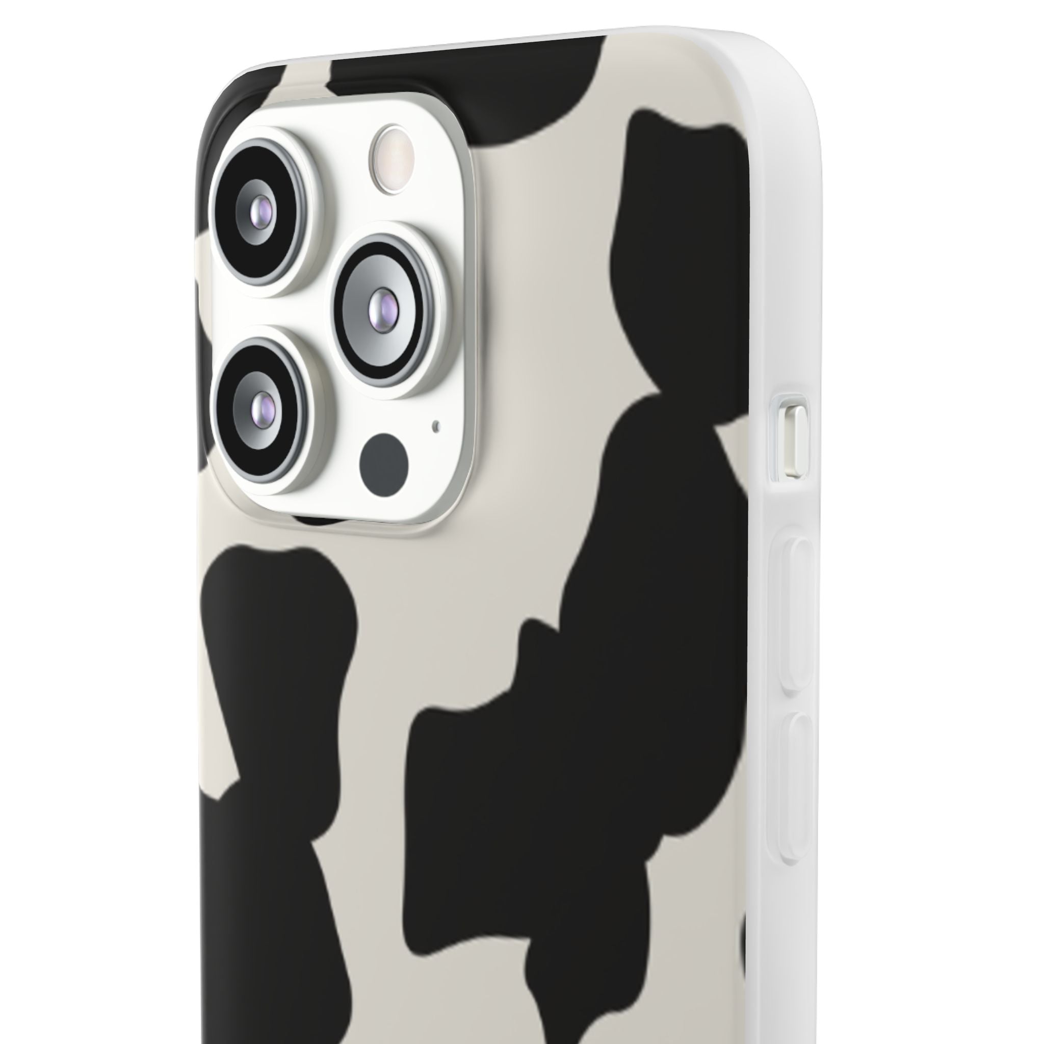 Cow Print Phone Case — Black & White Cowhide Pattern Flexible Protective Cover