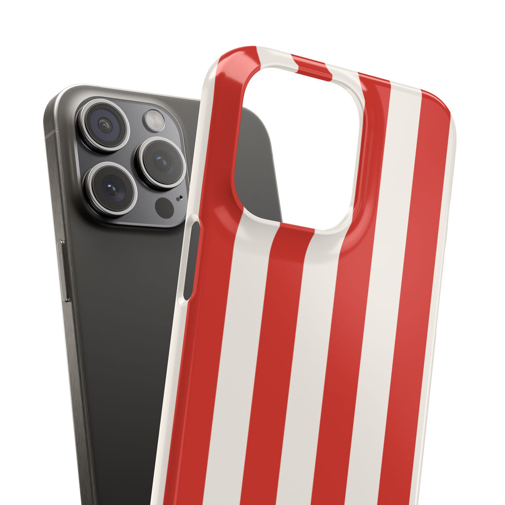 Striped Red & White Snap Phone Case – Classic Candy-Stripe Protection