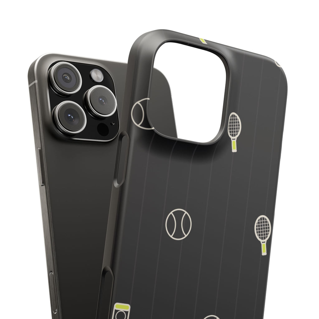 Snap Case — Black Sports Pattern Phone Case (Tennis Rackets & Baseballs)