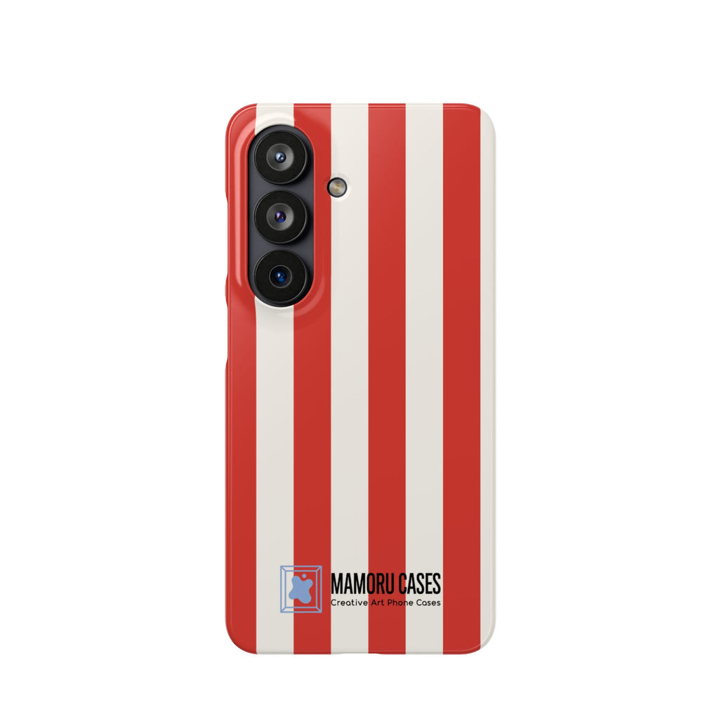 Striped Red & White Snap Phone Case – Classic Candy-Stripe Protection