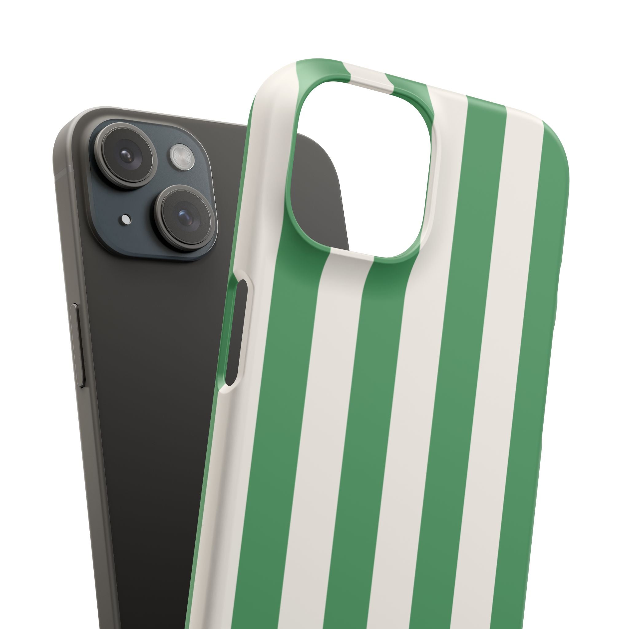 Green & White Stripe Phone Case — Snap-On Protective Cover