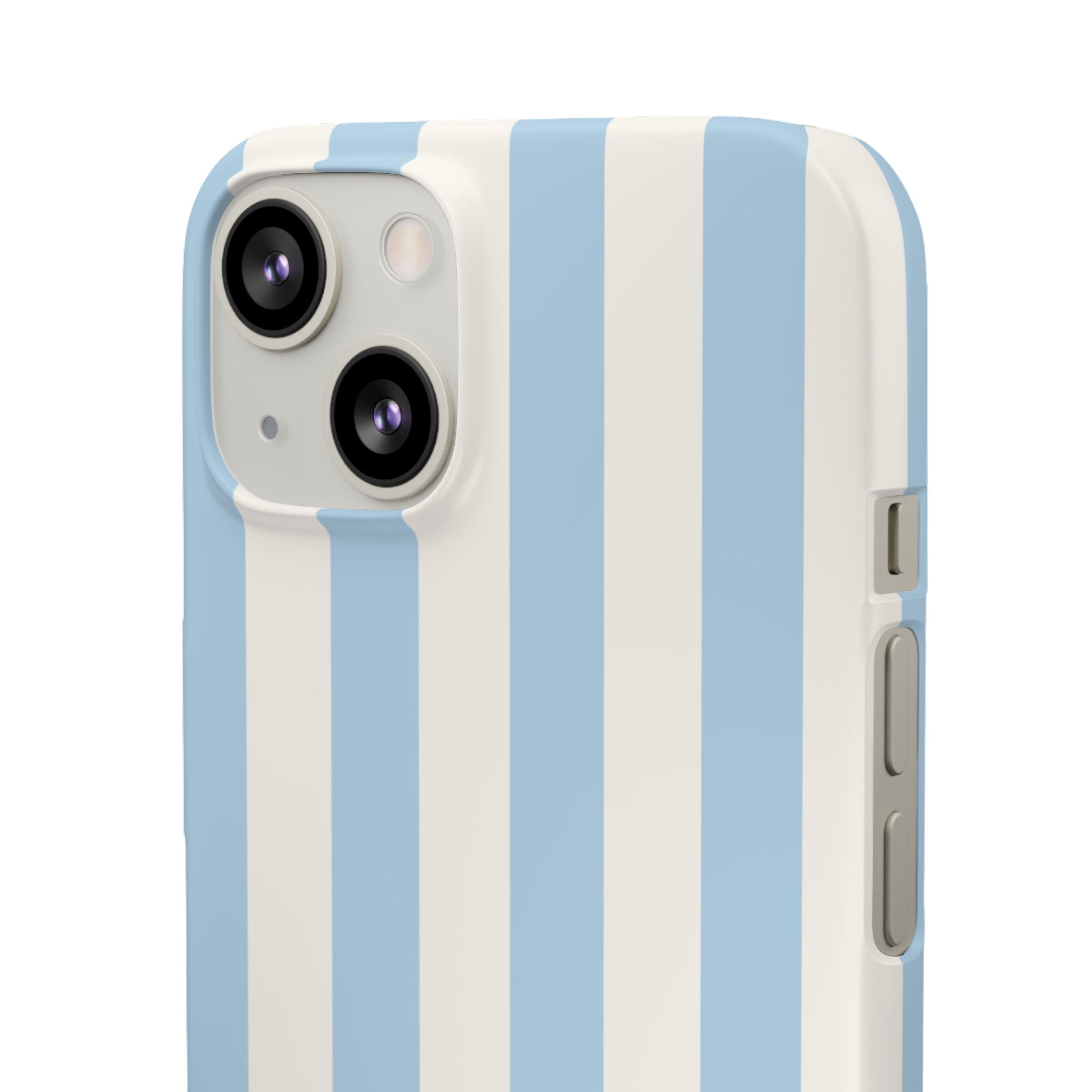 Phone Case — Pastel Blue & White Vertical Stripe Protective Snap Case