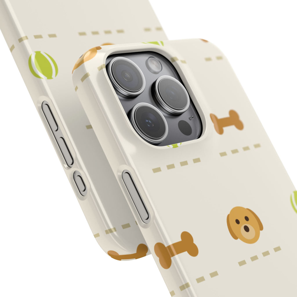 Cute Puppy Pattern Phone Case — Dog, Bone & Tennis Ball Snap Case