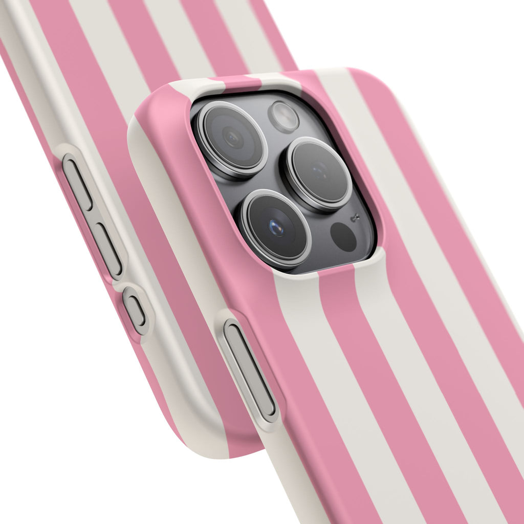 Pink & White Stripe Snap Phone Case — Cute Striped iPhone Cover