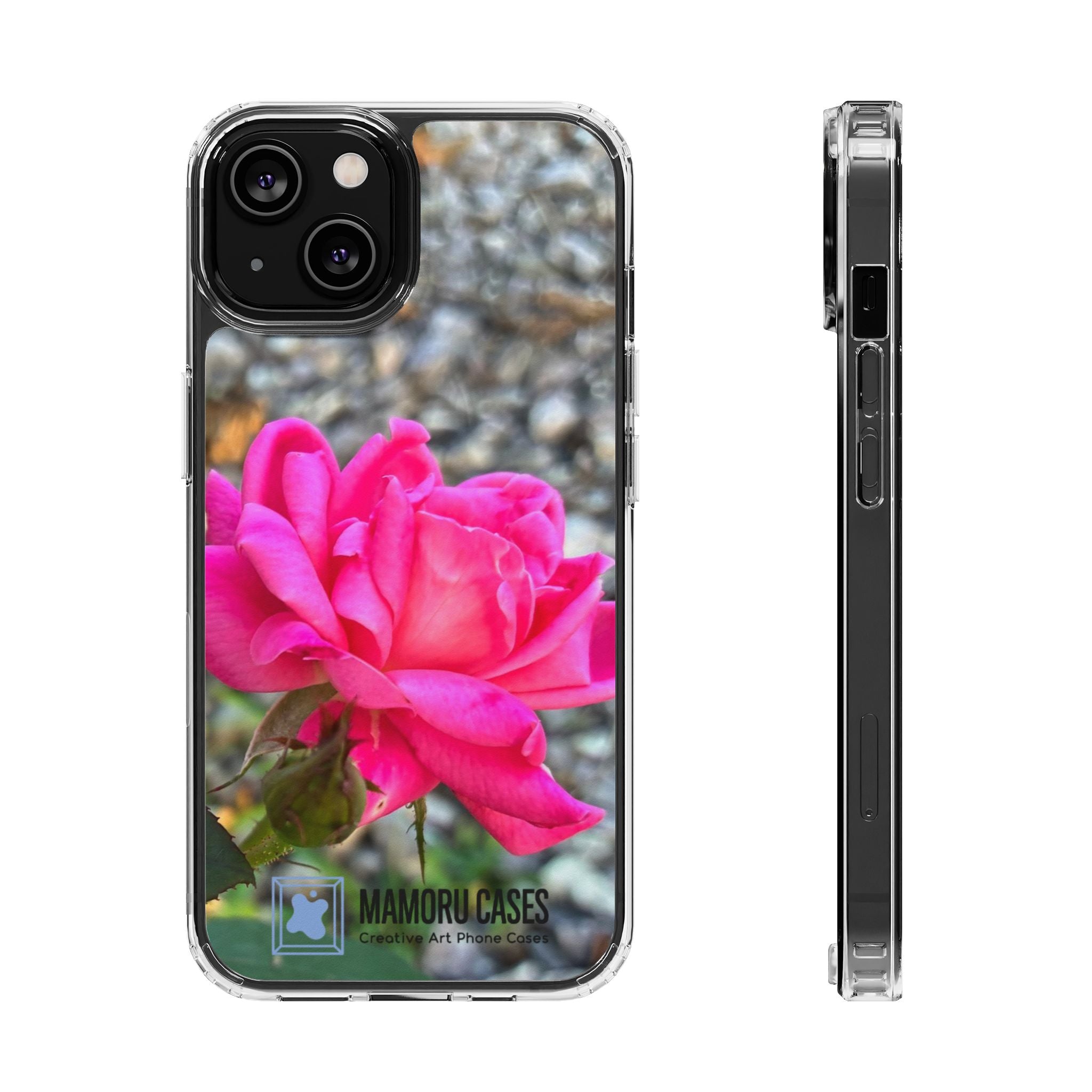 Clear Magnetic Phone Case — Pink Rose Photo Impact-Resistant
