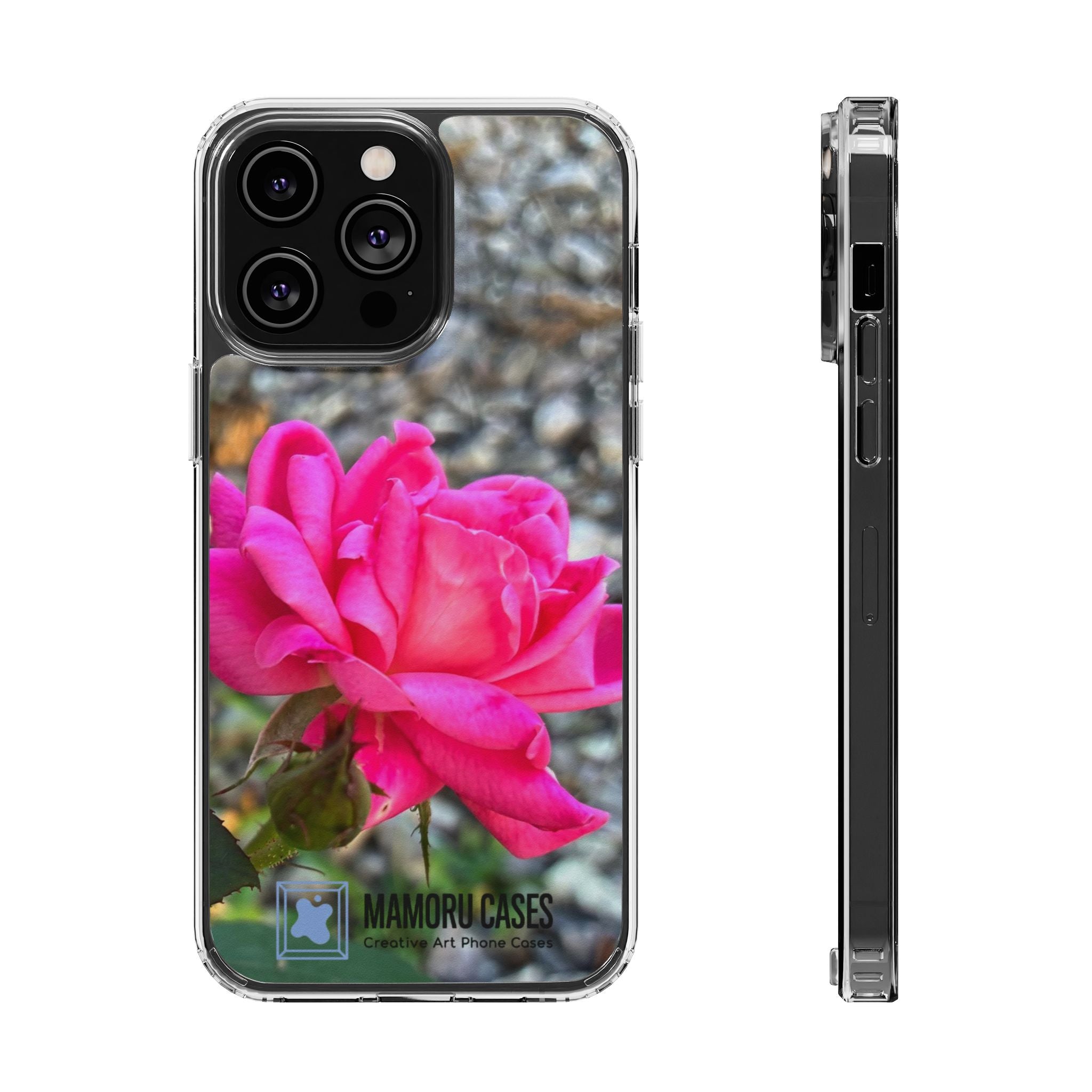 Clear Magnetic Phone Case — Pink Rose Photo Impact-Resistant