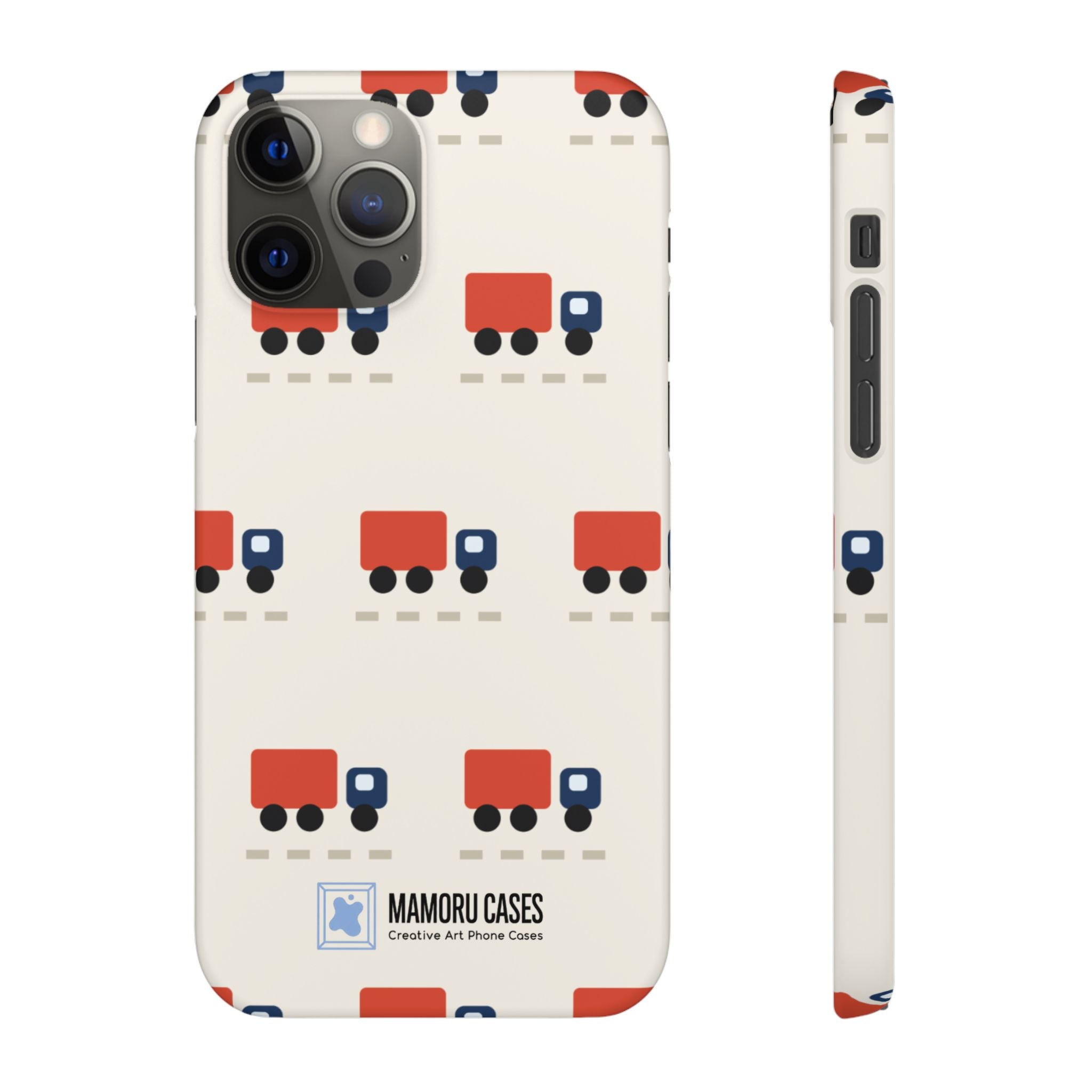 Truck Pattern Phone Case — Cute Red & Blue Delivery Truck iPhone Cover