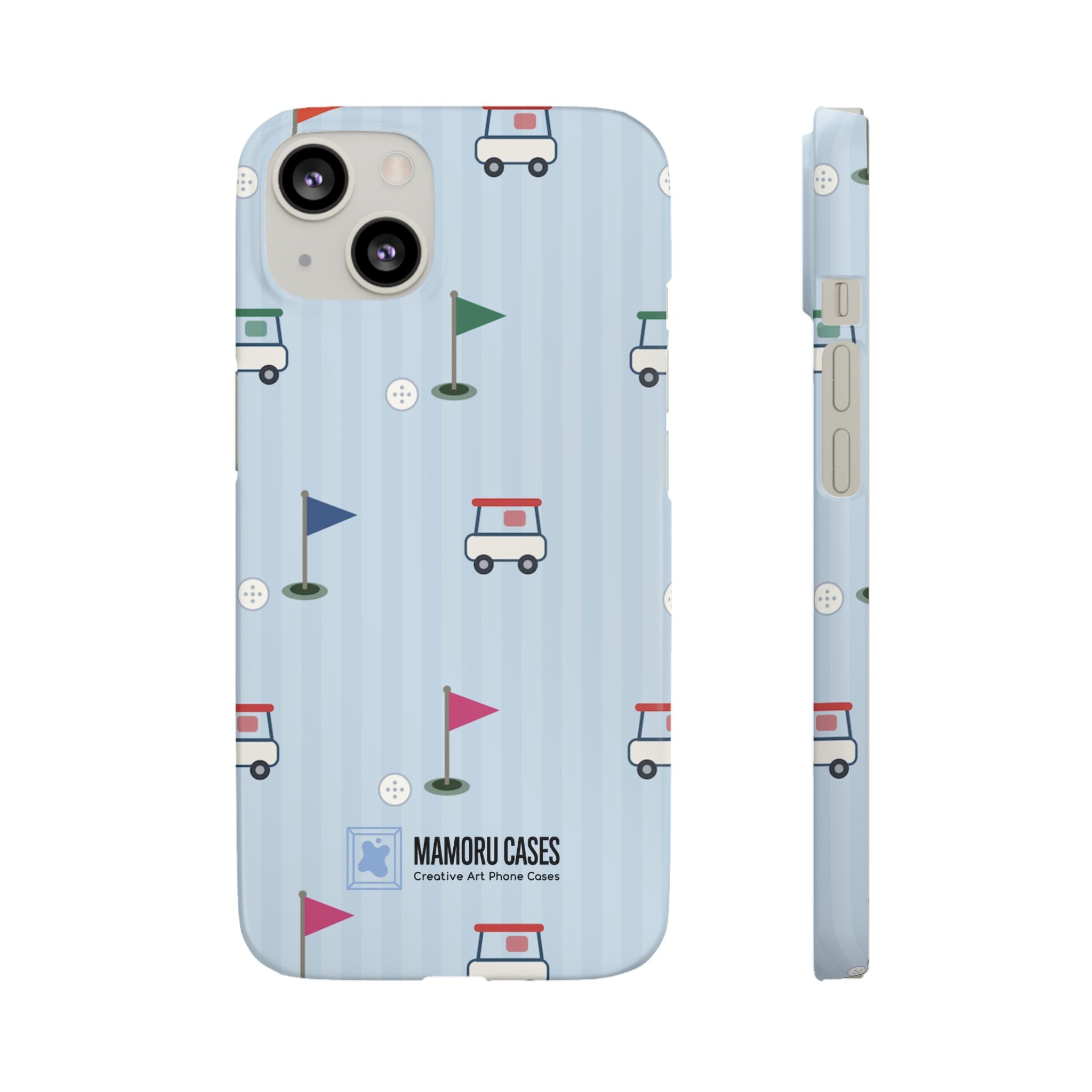 Golf Cart Pattern Phone Case – Cute Blue Golf Course Snap Case