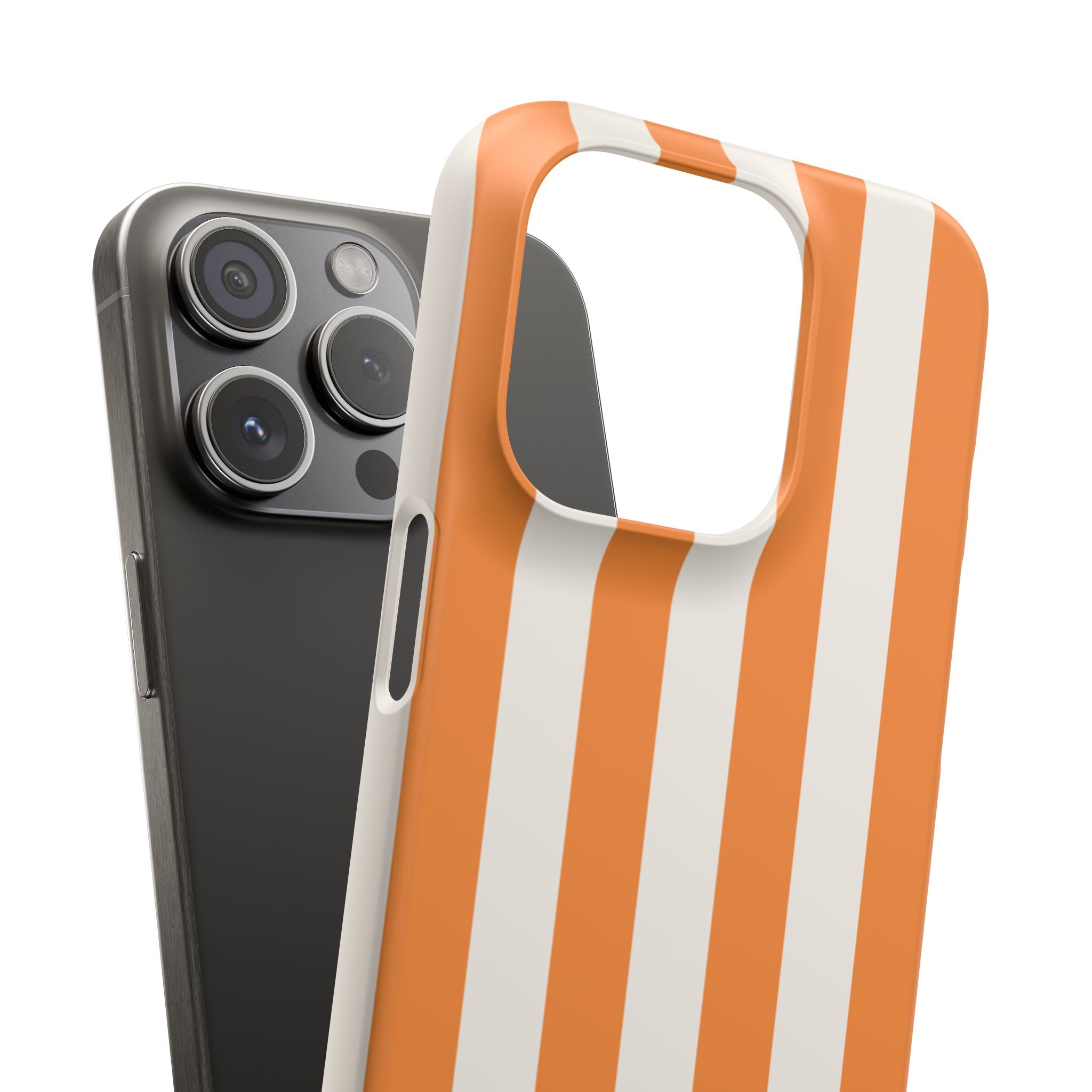 Striped Orange Snap Phone Case — Bold Retro Vertical Stripes iPhone Cover
