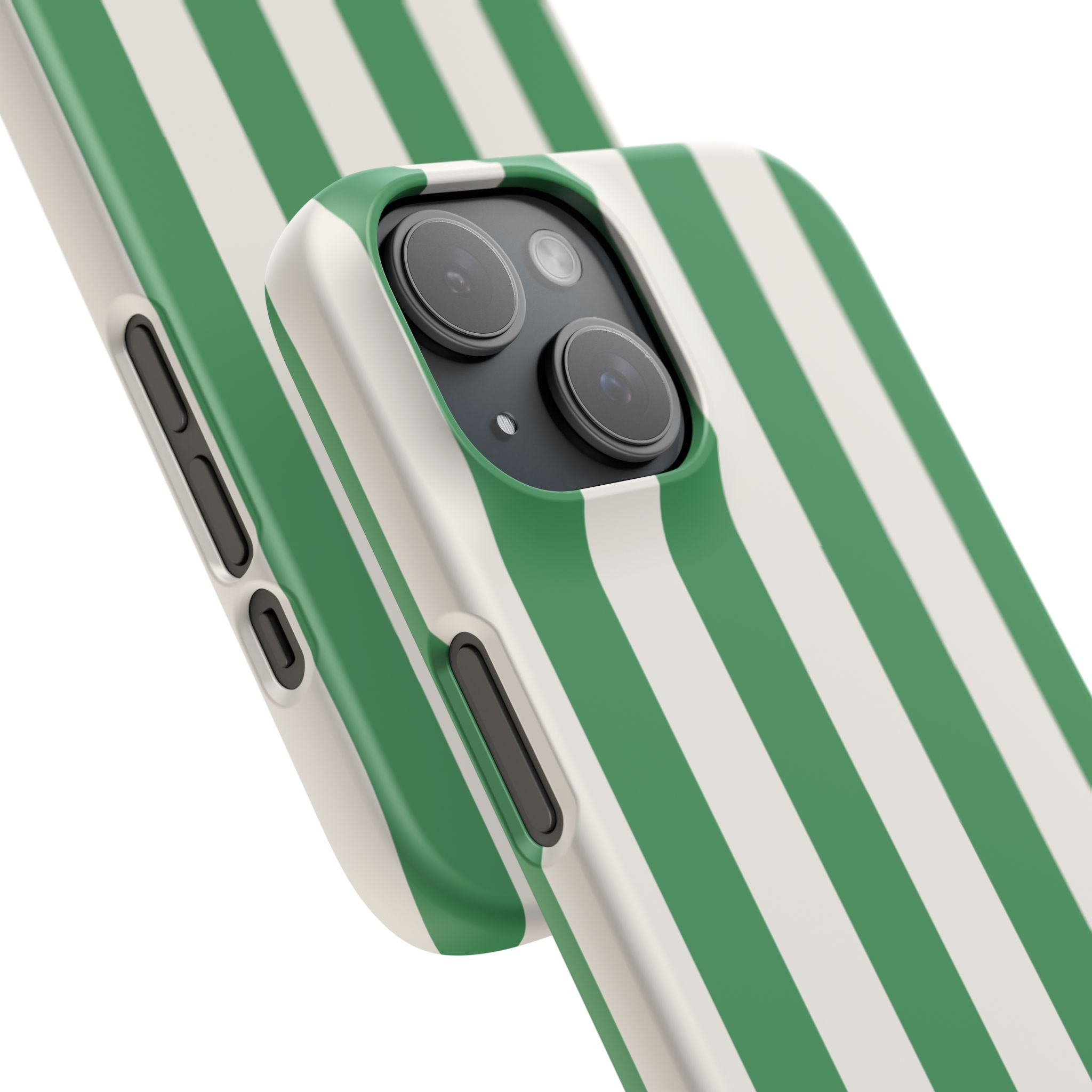 Green & White Stripe Phone Case — Snap-On Protective Cover
