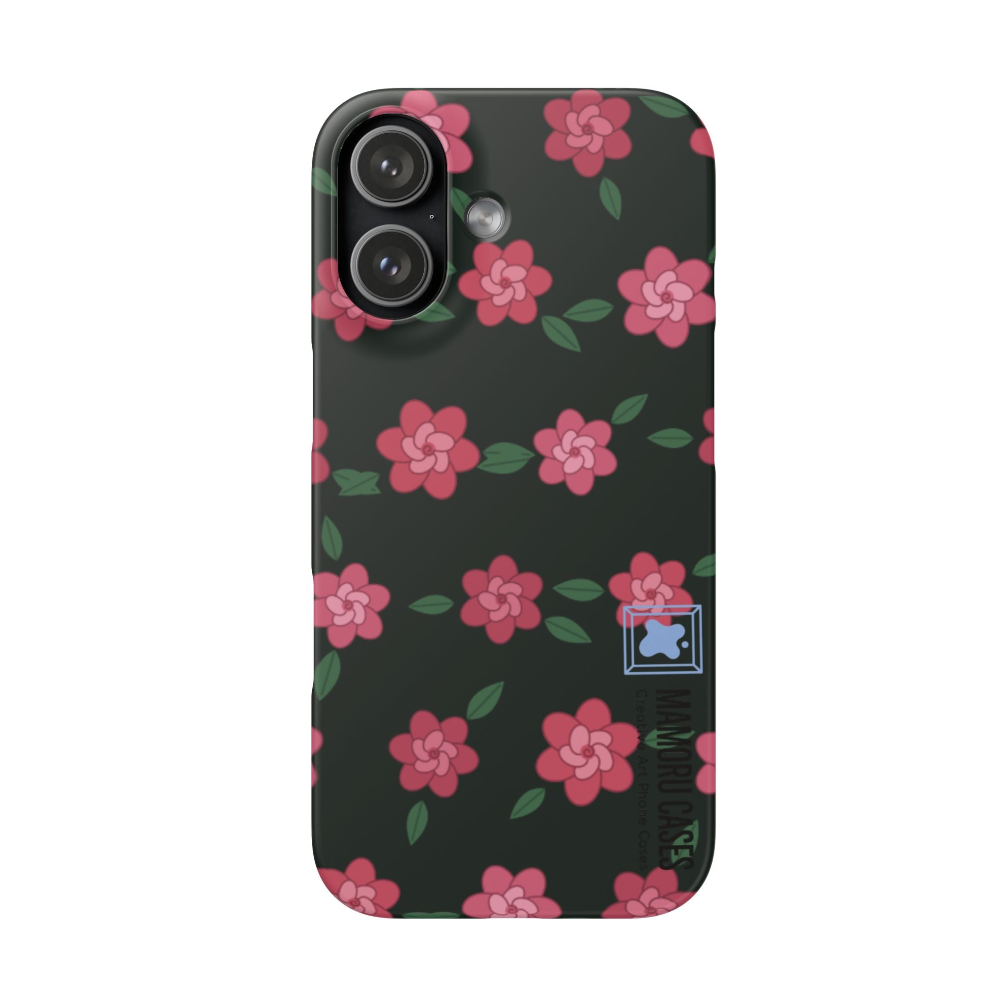 Floral Snap Phone Case — Pink Camellia Pattern on Dark Background