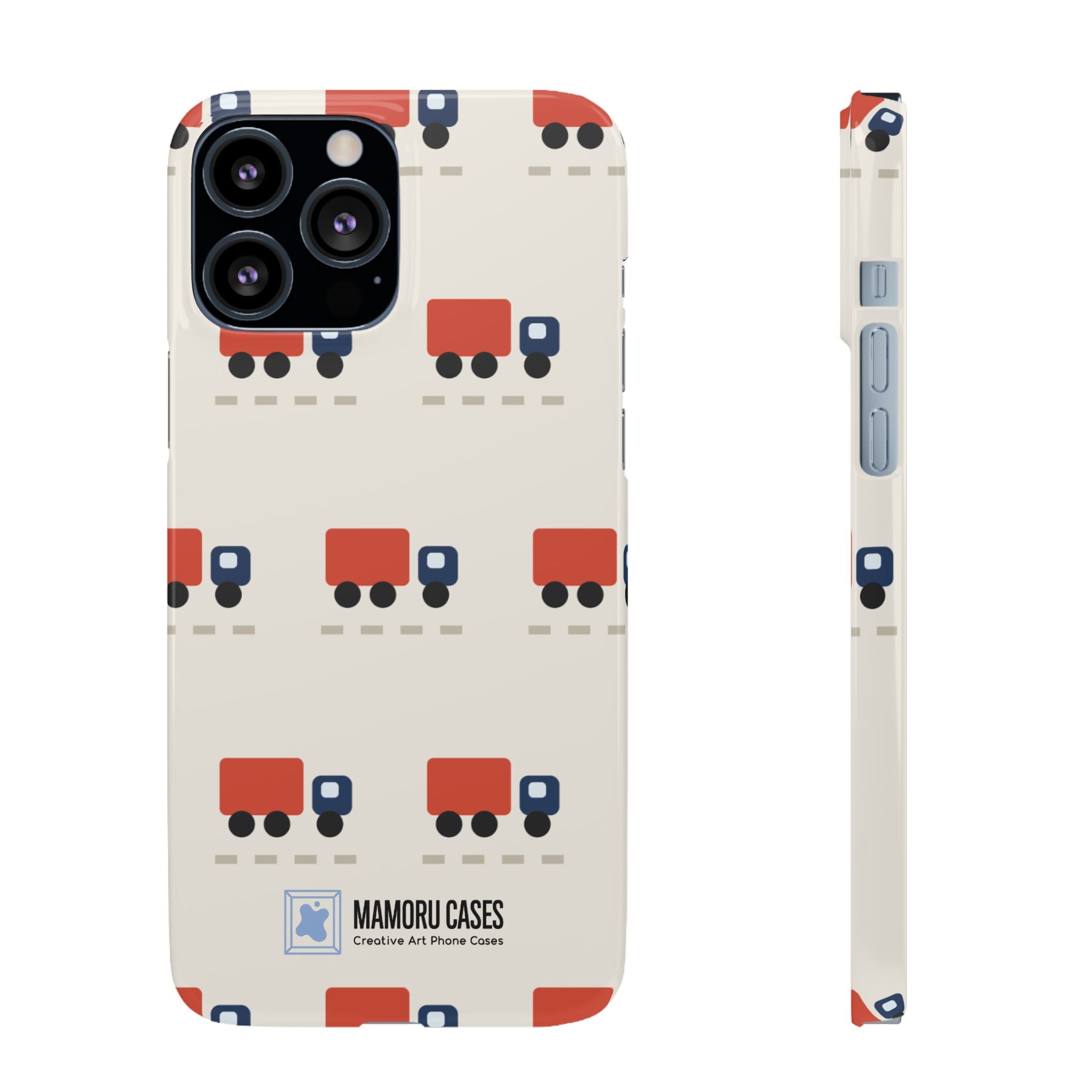 Truck Pattern Phone Case — Cute Red & Blue Delivery Truck iPhone Cover