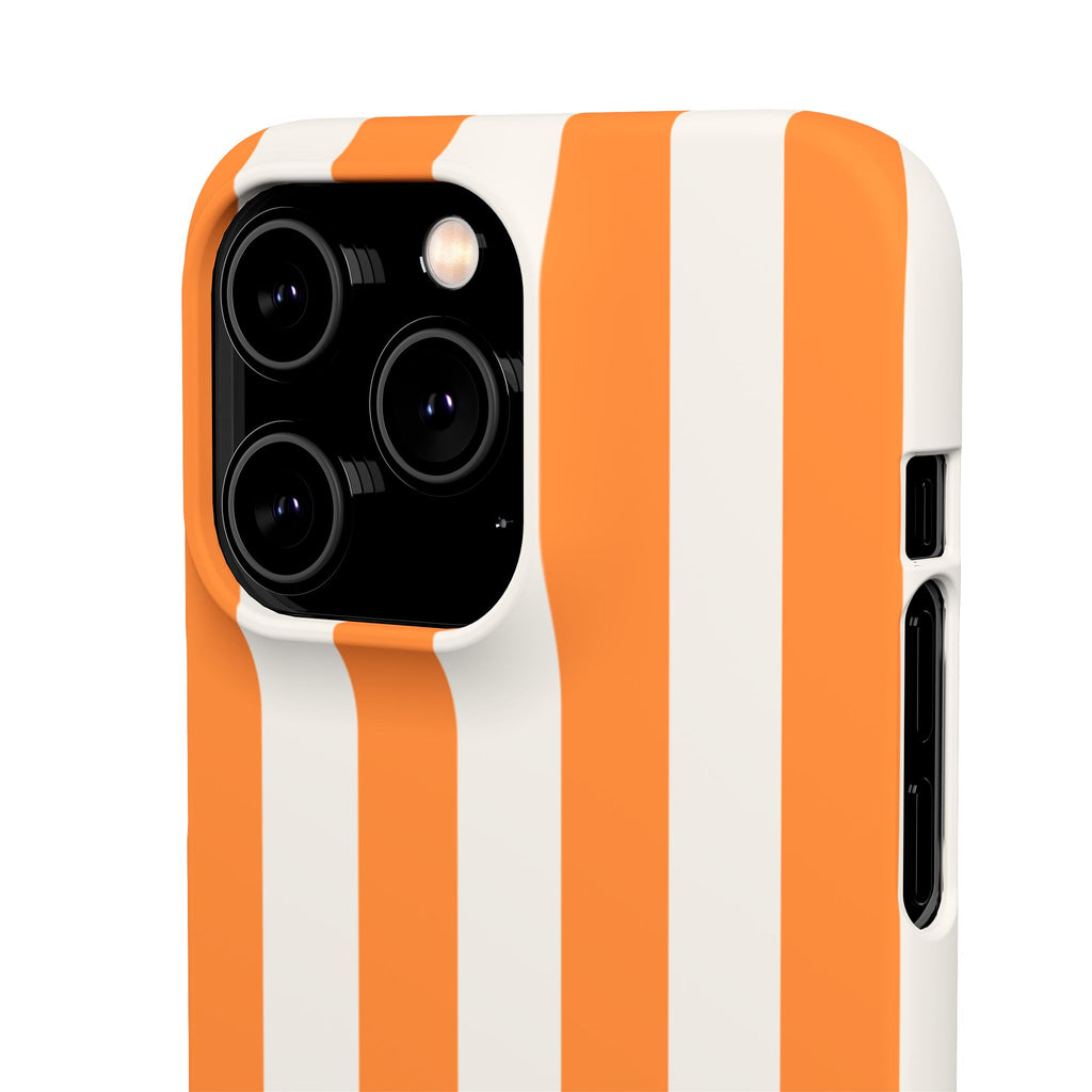 Striped Orange Snap Phone Case — Bold Retro Vertical Stripes iPhone Cover