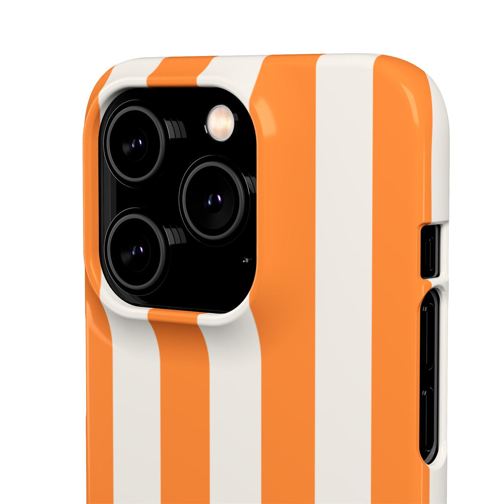 Striped Orange Snap Phone Case — Bold Retro Vertical Stripes iPhone Cover