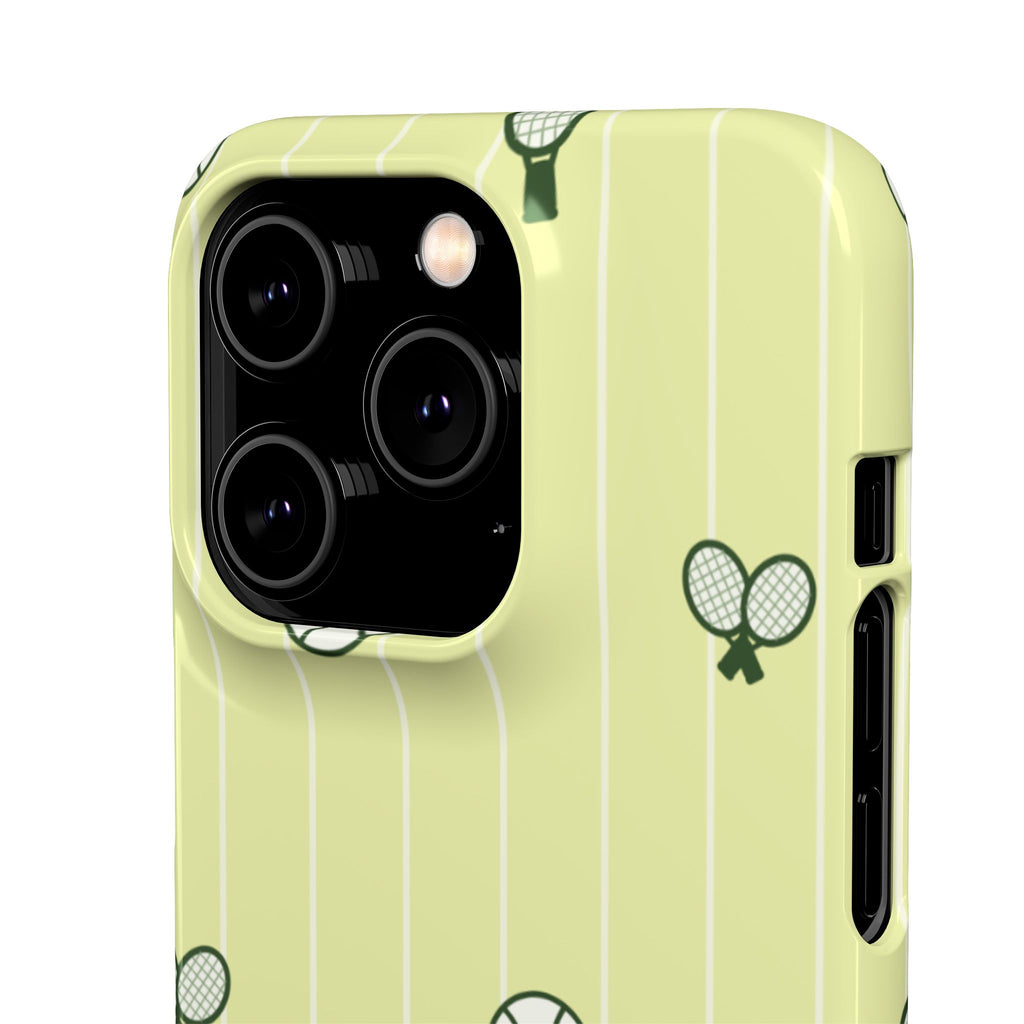 Tennis Pattern Phone Case — Yellow Racket & Ball Snap Case