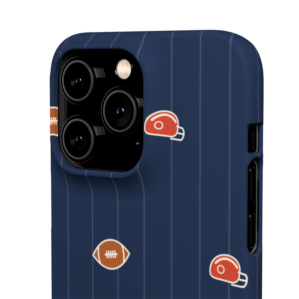Football Pattern Phone Case – Navy Helmet & Pigskin Design