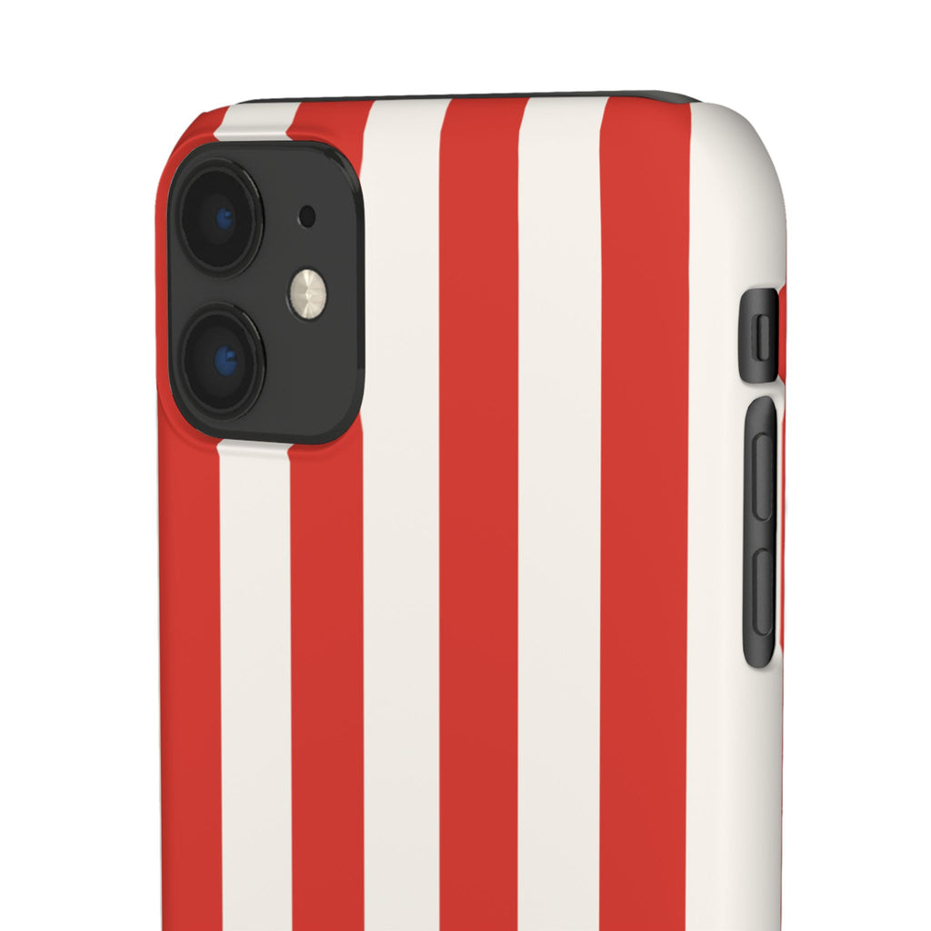 Red & White Striped Phone Case — Bold Nautical-Inspired Snap Cover