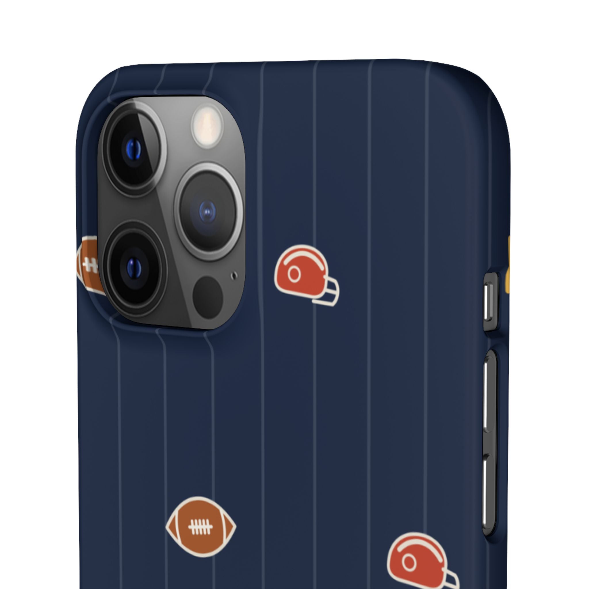 Football Pattern Phone Case – Navy Helmet & Pigskin Design