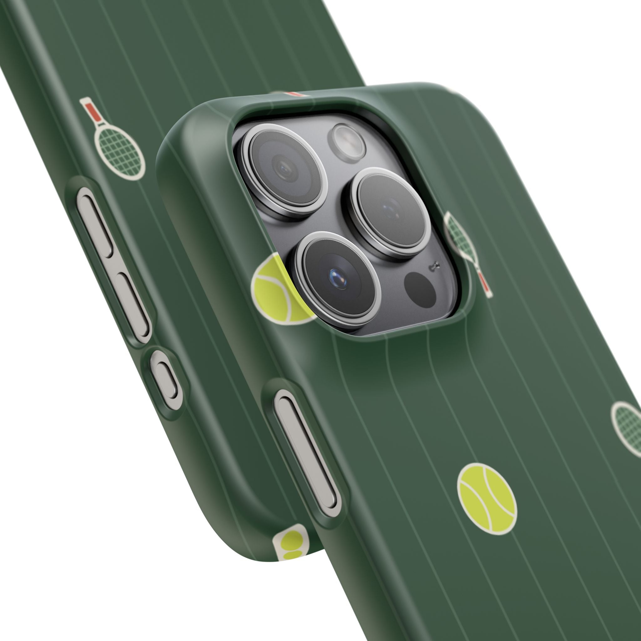 Tennis Pattern Phone Case — Green Court Design with Rackets & Balls