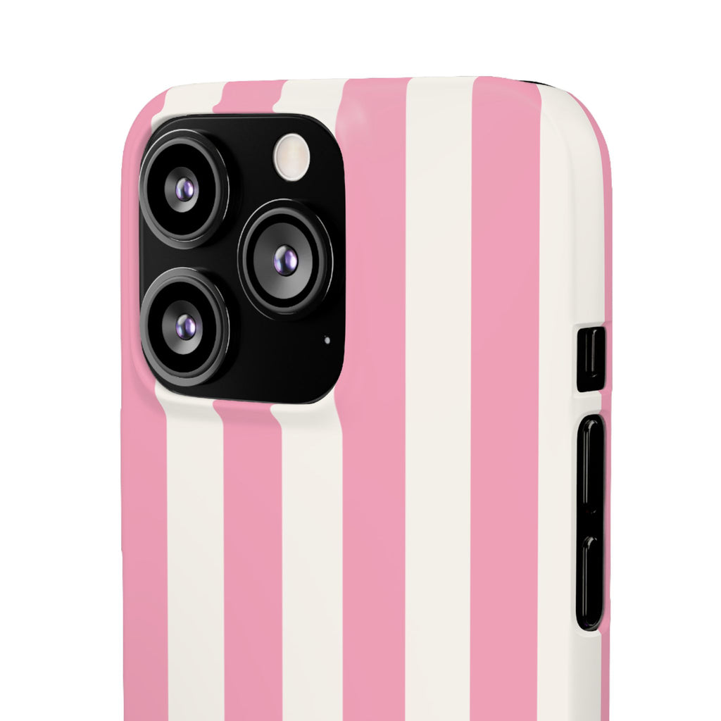 Pink & White Stripe Snap Phone Case — Cute Striped iPhone Cover