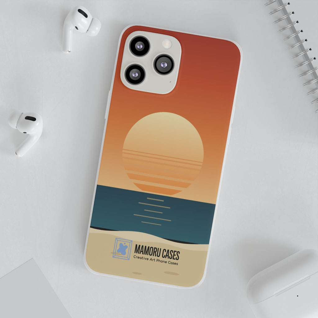 Sunset Horizon Phone Case — Minimal Beach Sunset Graphic for iPhone & Samsung