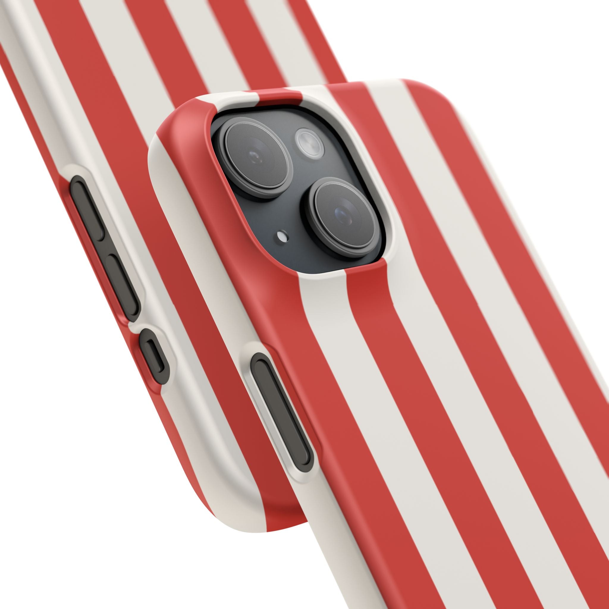 Striped Red & White Snap Phone Case – Classic Candy-Stripe Protection
