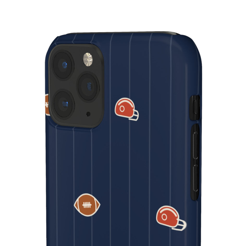 Football Pattern Phone Case – Navy Helmet & Pigskin Design