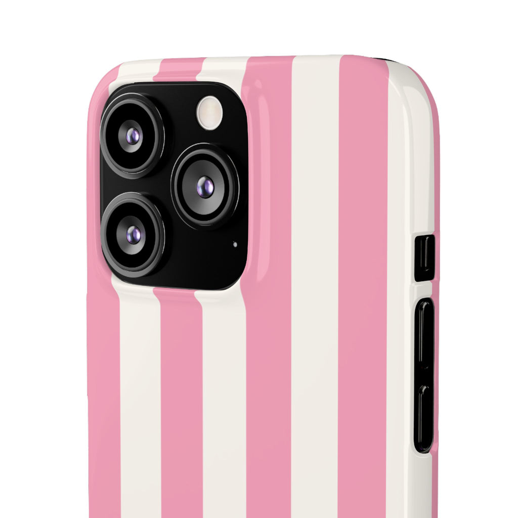 Pink & White Stripe Snap Phone Case — Cute Striped iPhone Cover