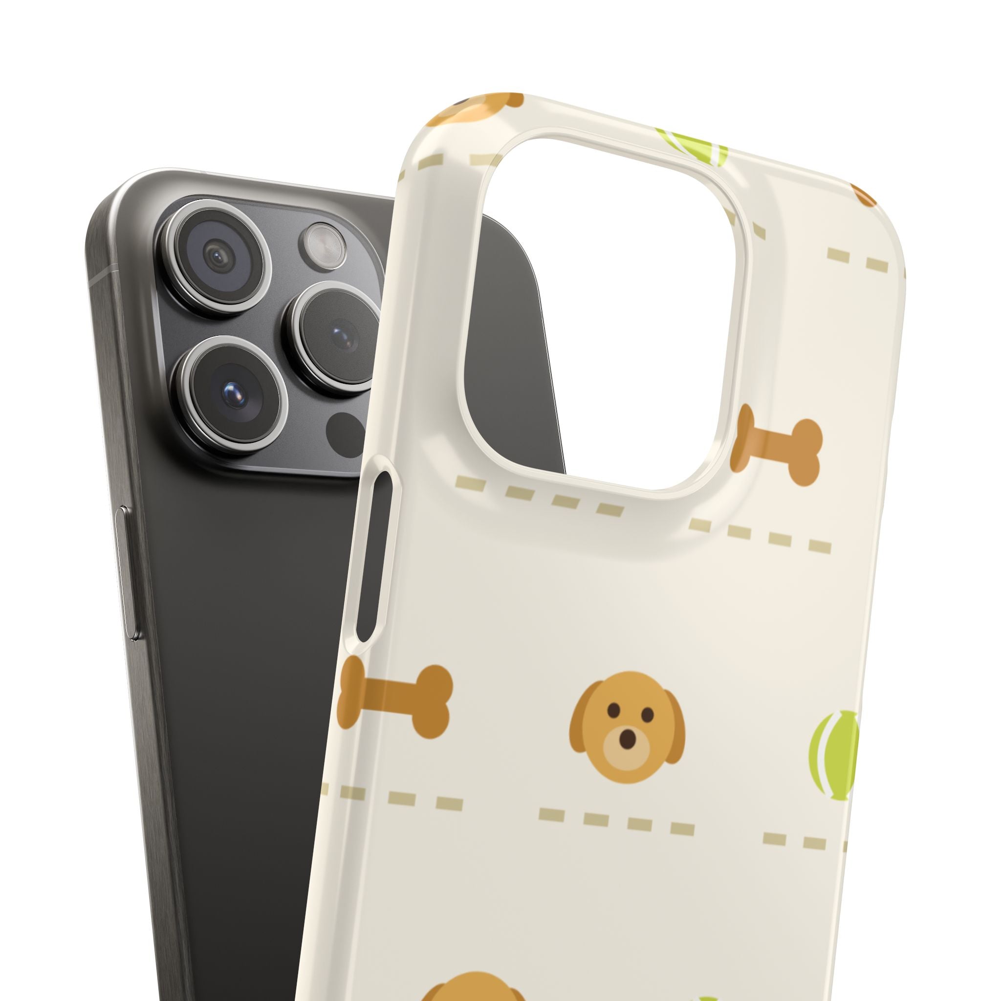 Cute Puppy Pattern Phone Case — Dog, Bone & Tennis Ball Snap Case