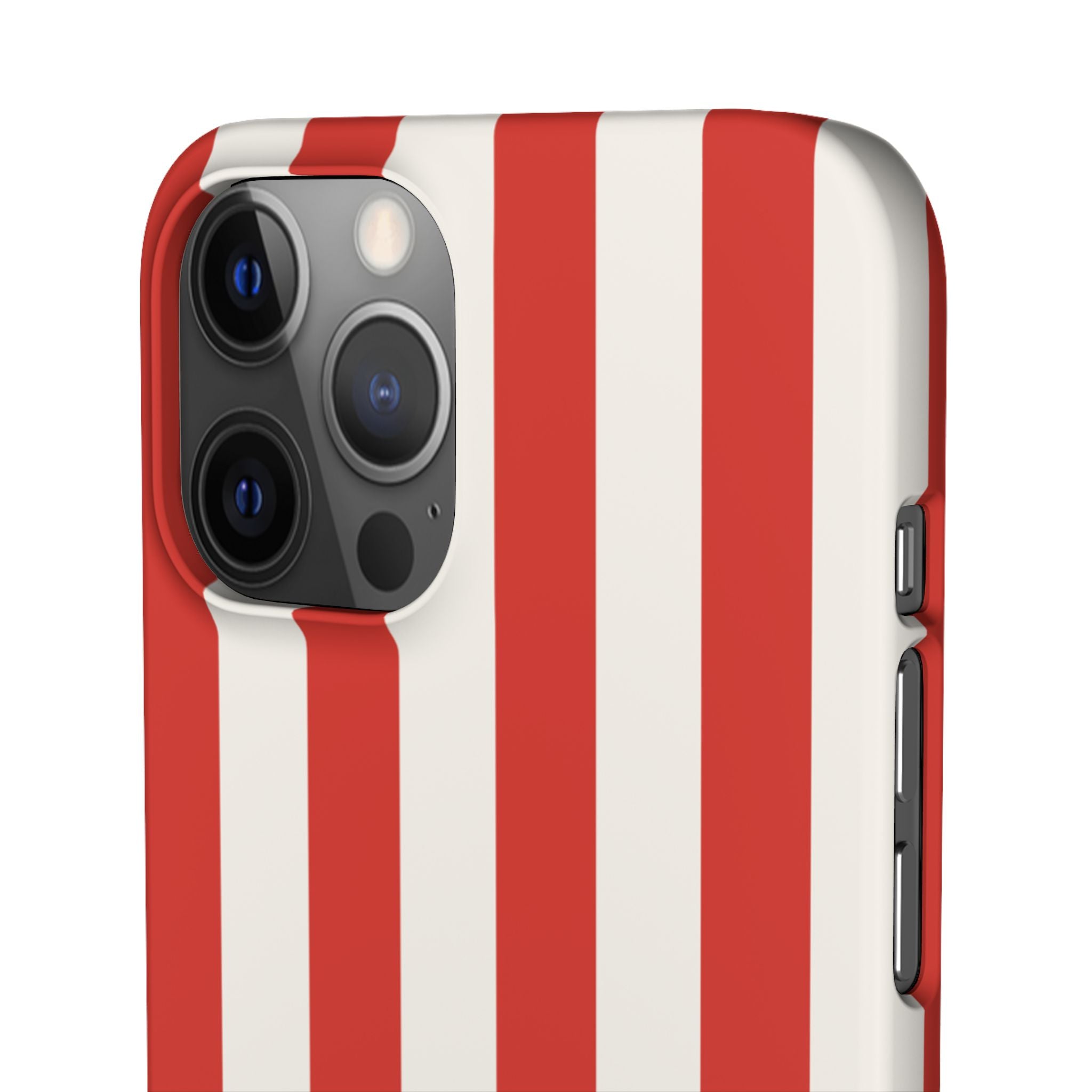 Striped Red & White Snap Phone Case – Classic Candy-Stripe Protection