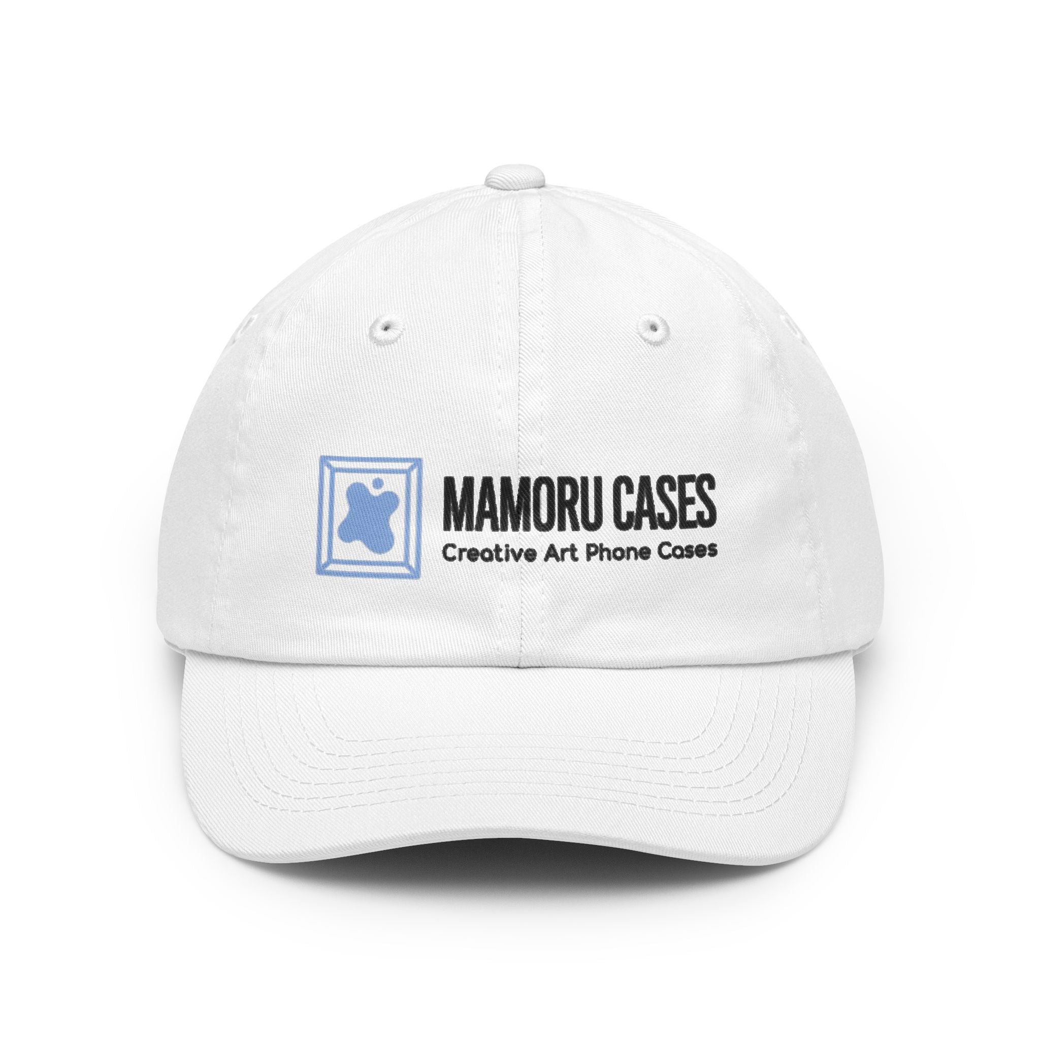 Mamoru Cases Logo Dad Hat — White Embroidered Baseball Cap