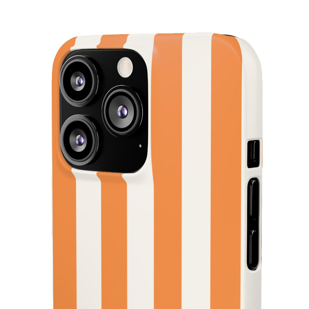 Striped Orange Snap Phone Case — Bold Retro Vertical Stripes iPhone Cover