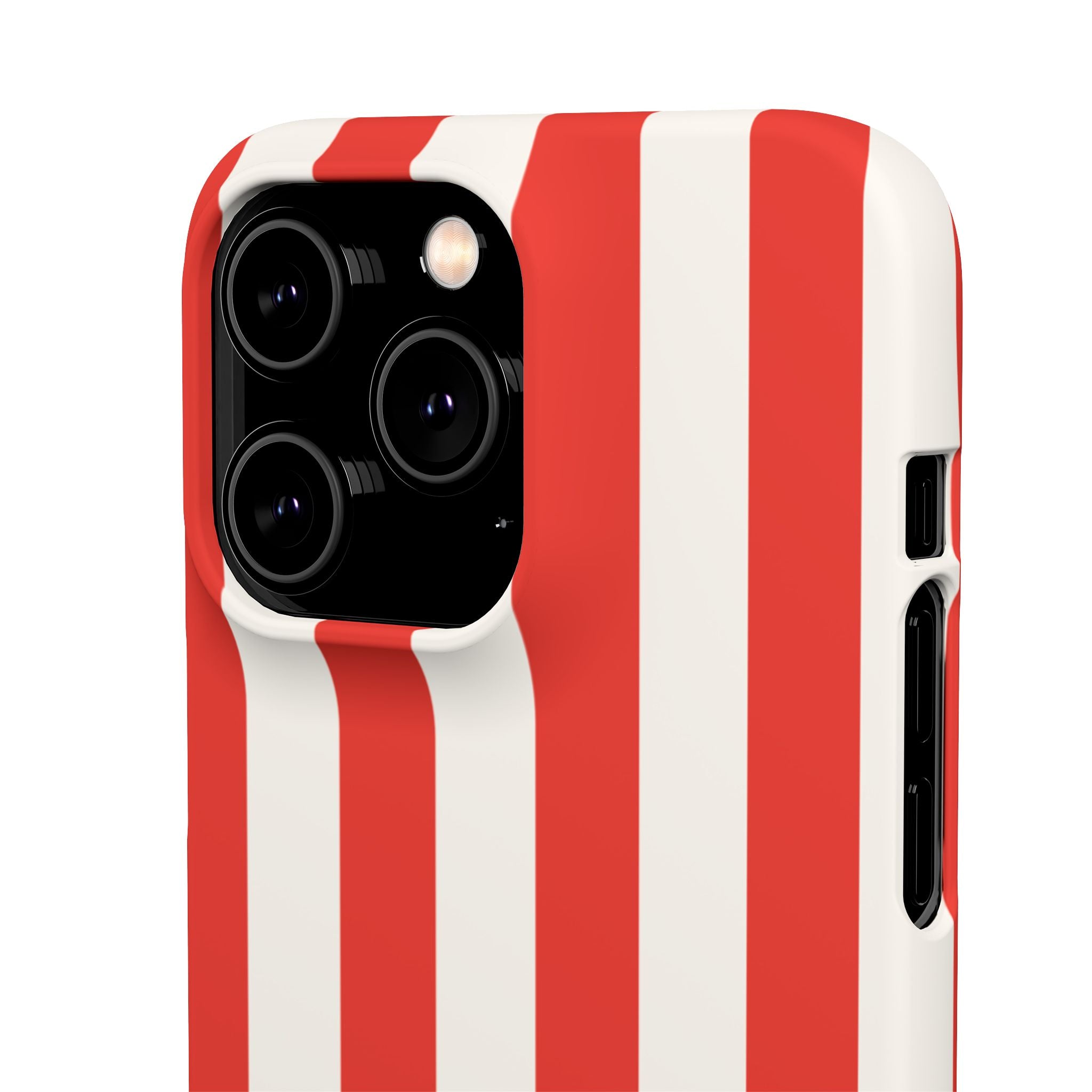 Striped Red & White Snap Phone Case – Classic Candy-Stripe Protection