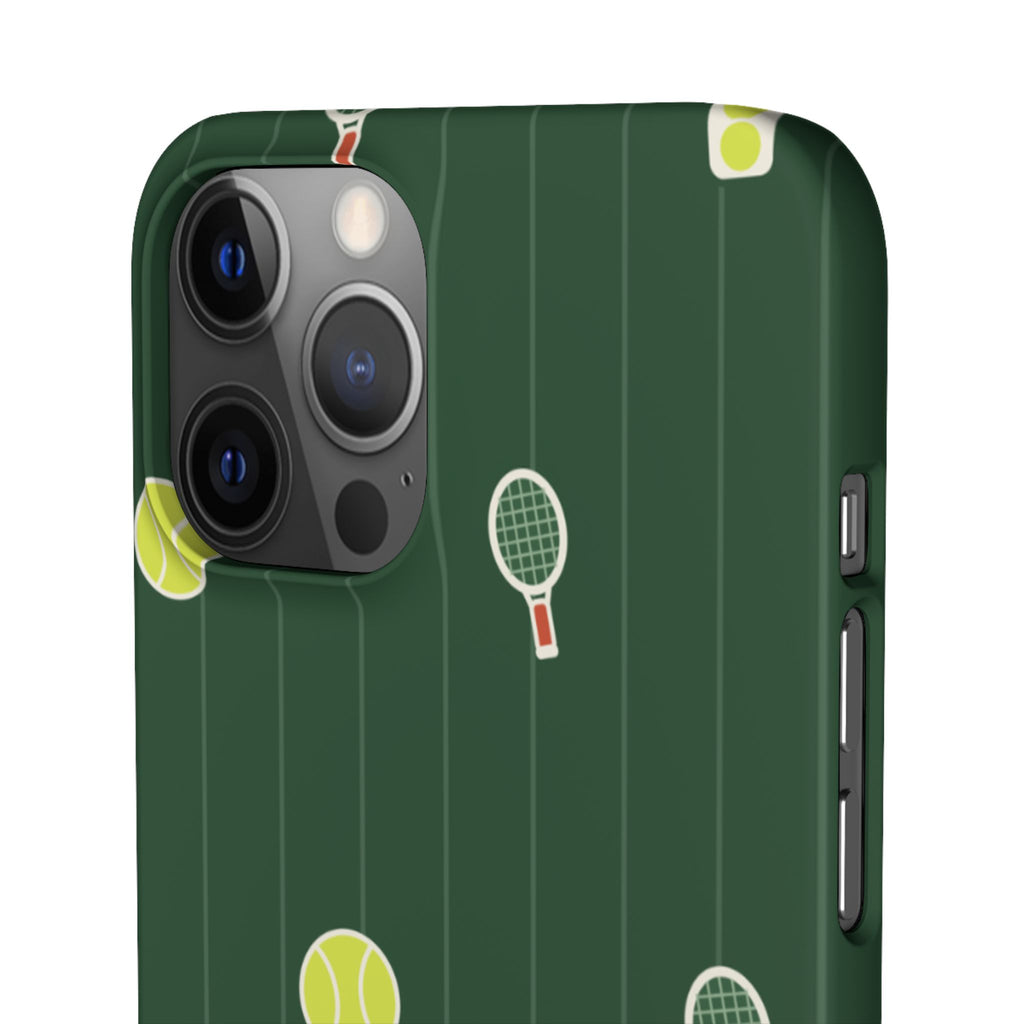 Tennis Pattern Phone Case — Green Court Design with Rackets & Balls