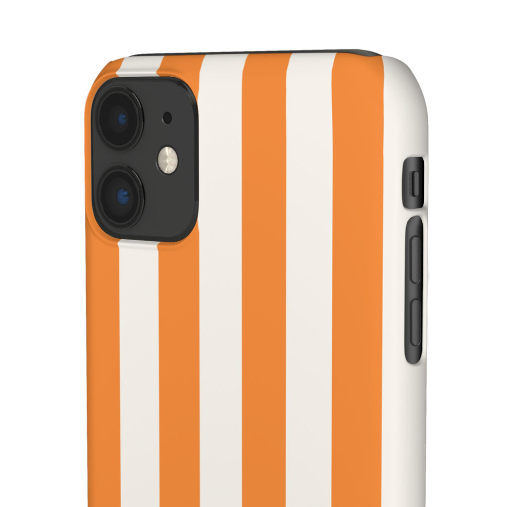 Striped Orange Snap Phone Case — Bold Retro Vertical Stripes iPhone Cover