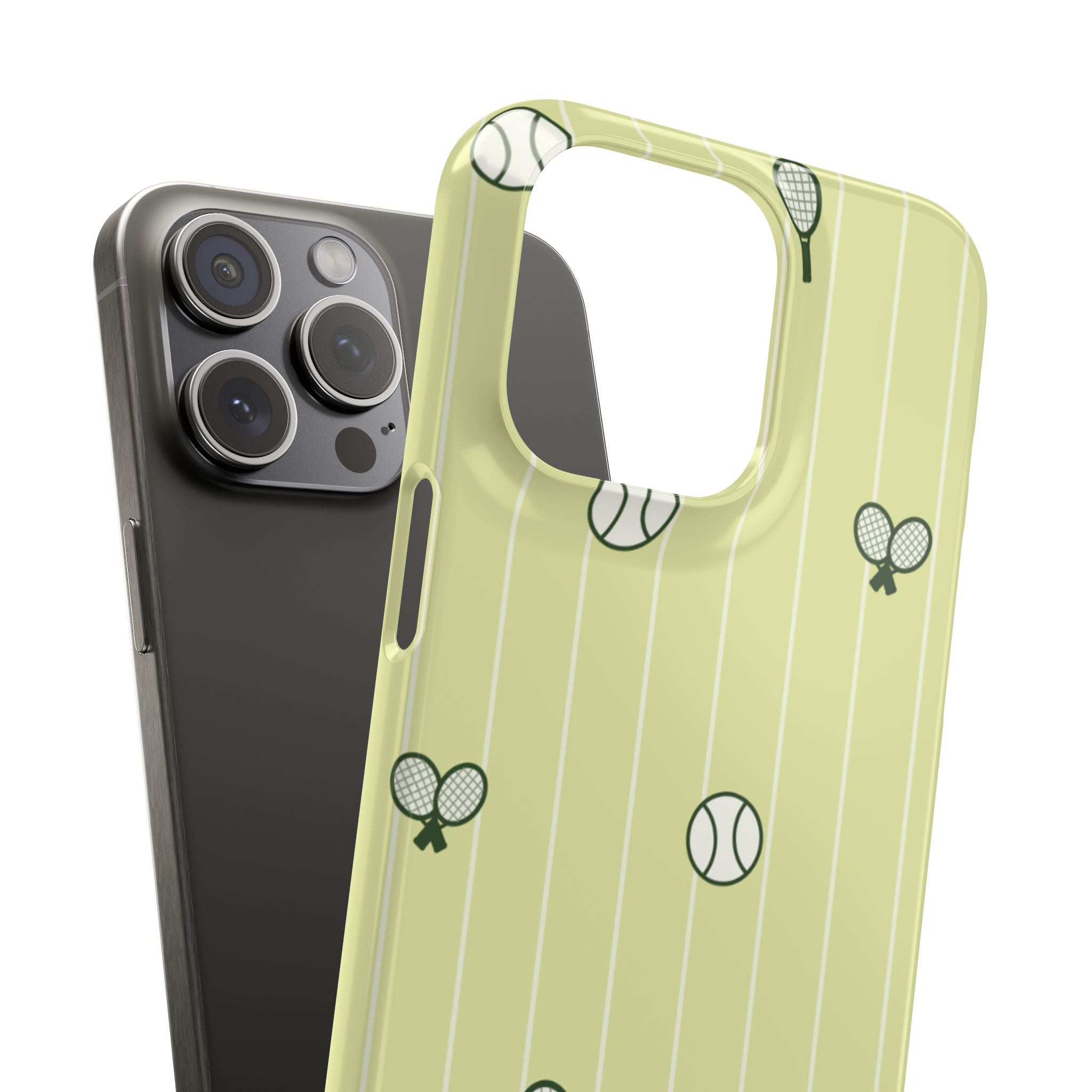 Tennis Pattern Phone Case — Yellow Racket & Ball Snap Case