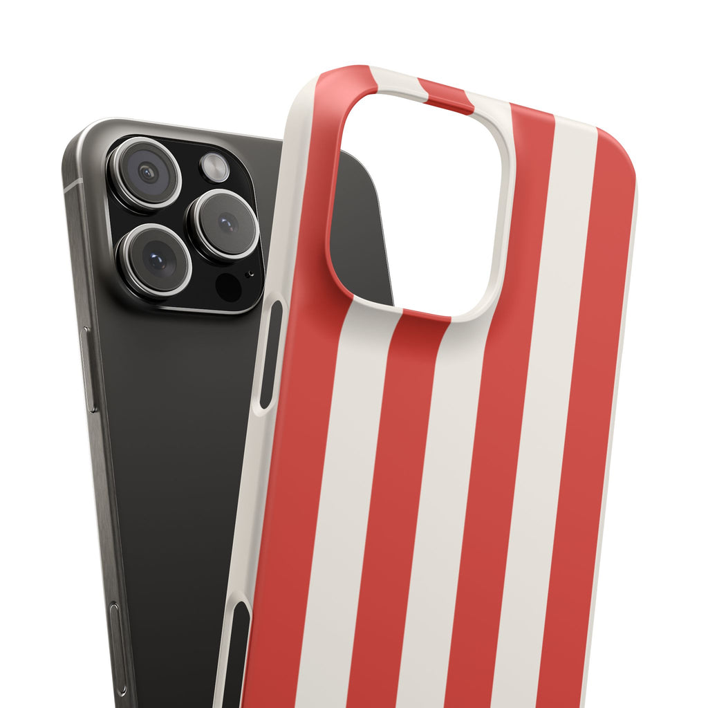 Red & White Striped Phone Case — Bold Nautical-Inspired Snap Cover