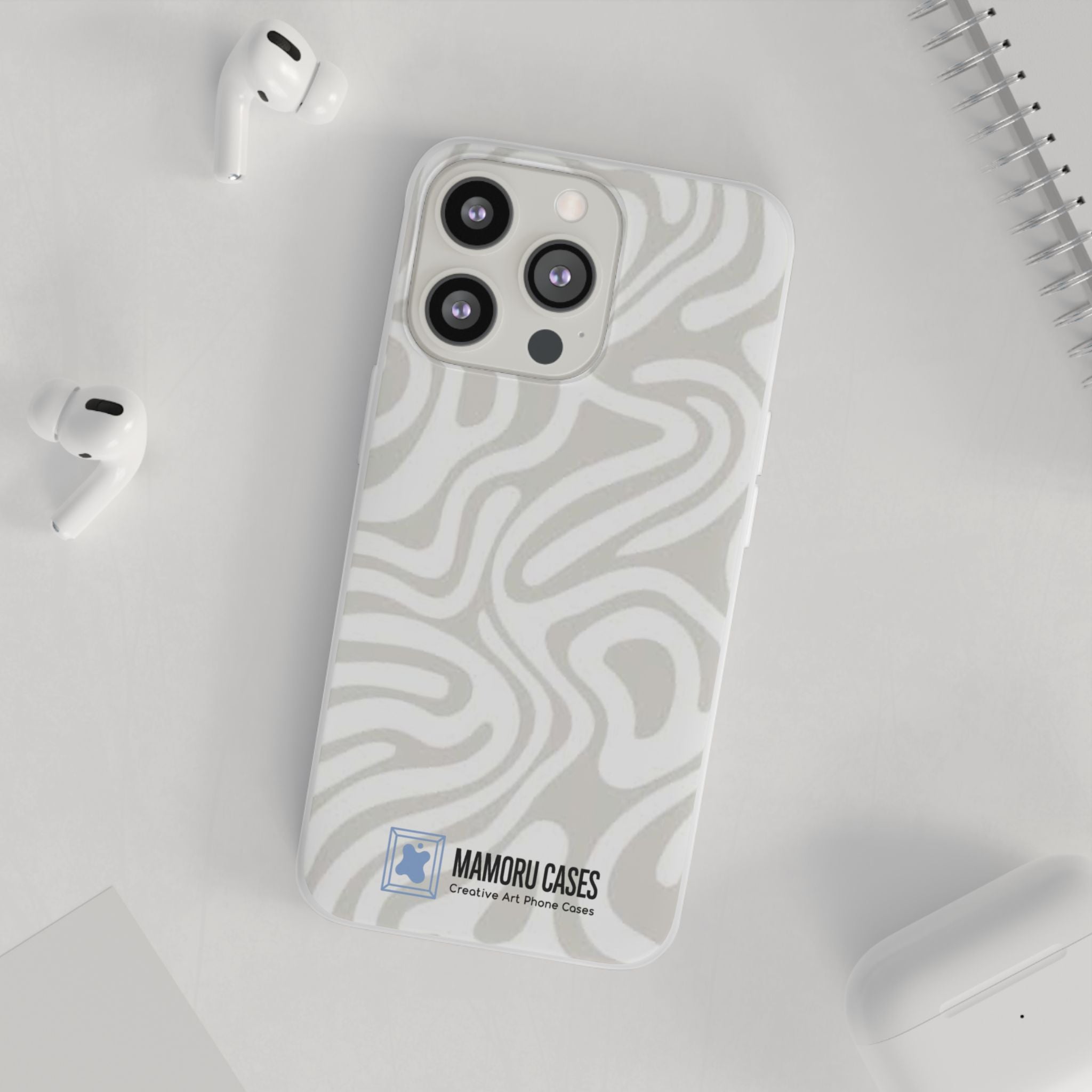 Abstract Neutral Swirl Phone Case — Flexible Protective Cover