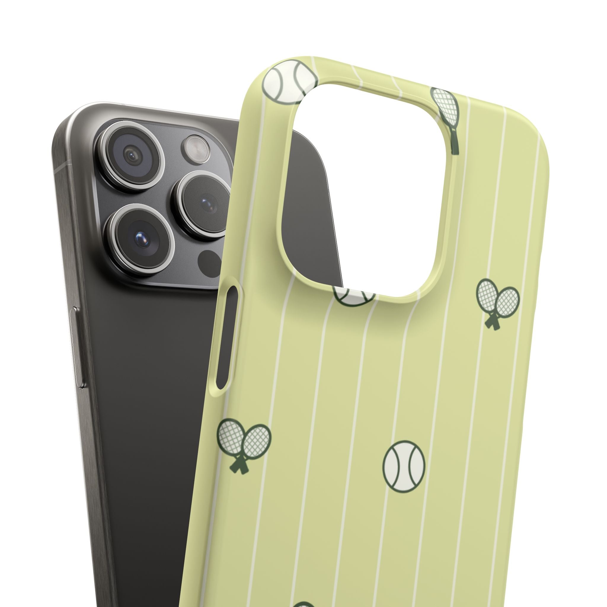 Tennis Pattern Phone Case — Yellow Racket & Ball Snap Case