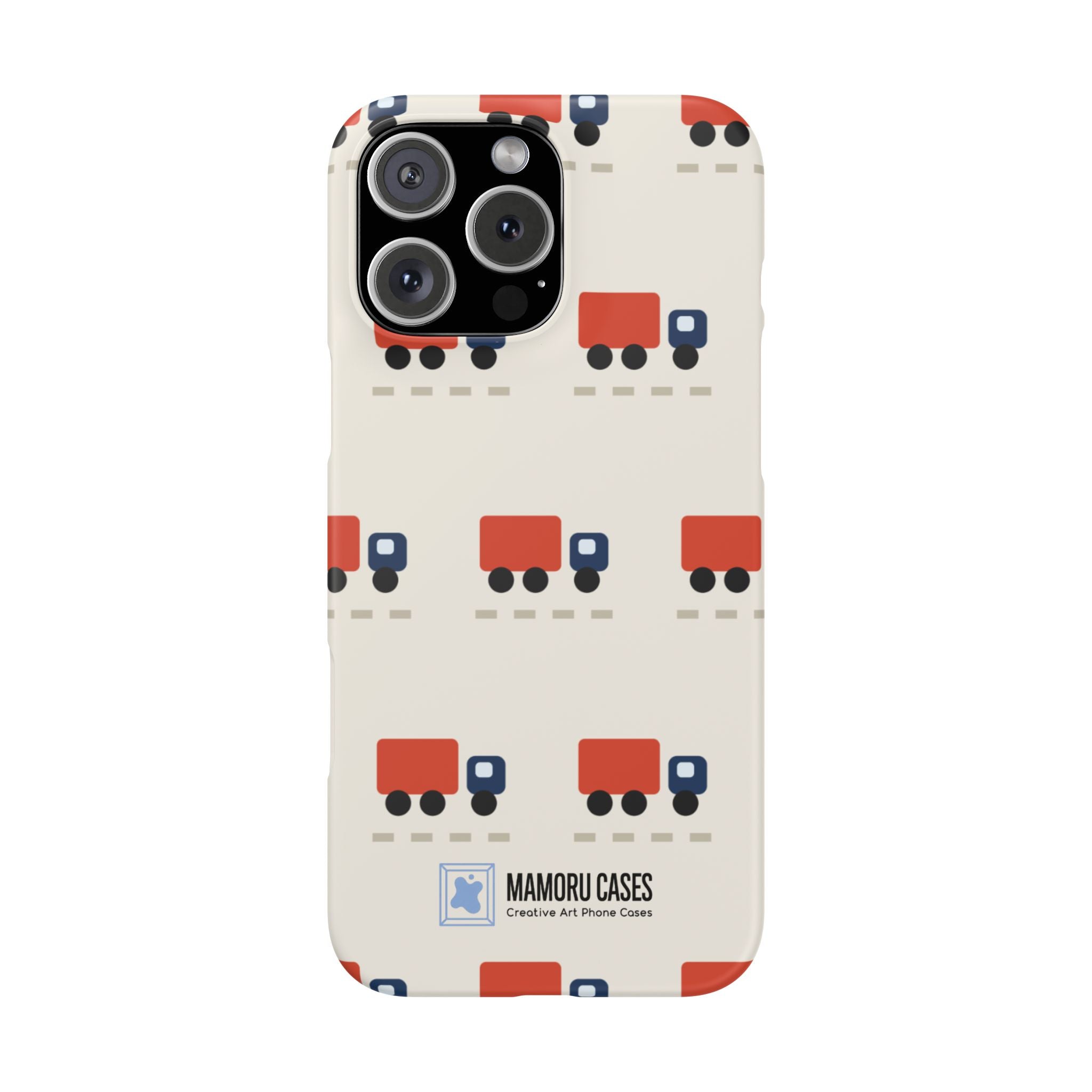 Truck Pattern Phone Case — Cute Red & Blue Delivery Truck iPhone Cover