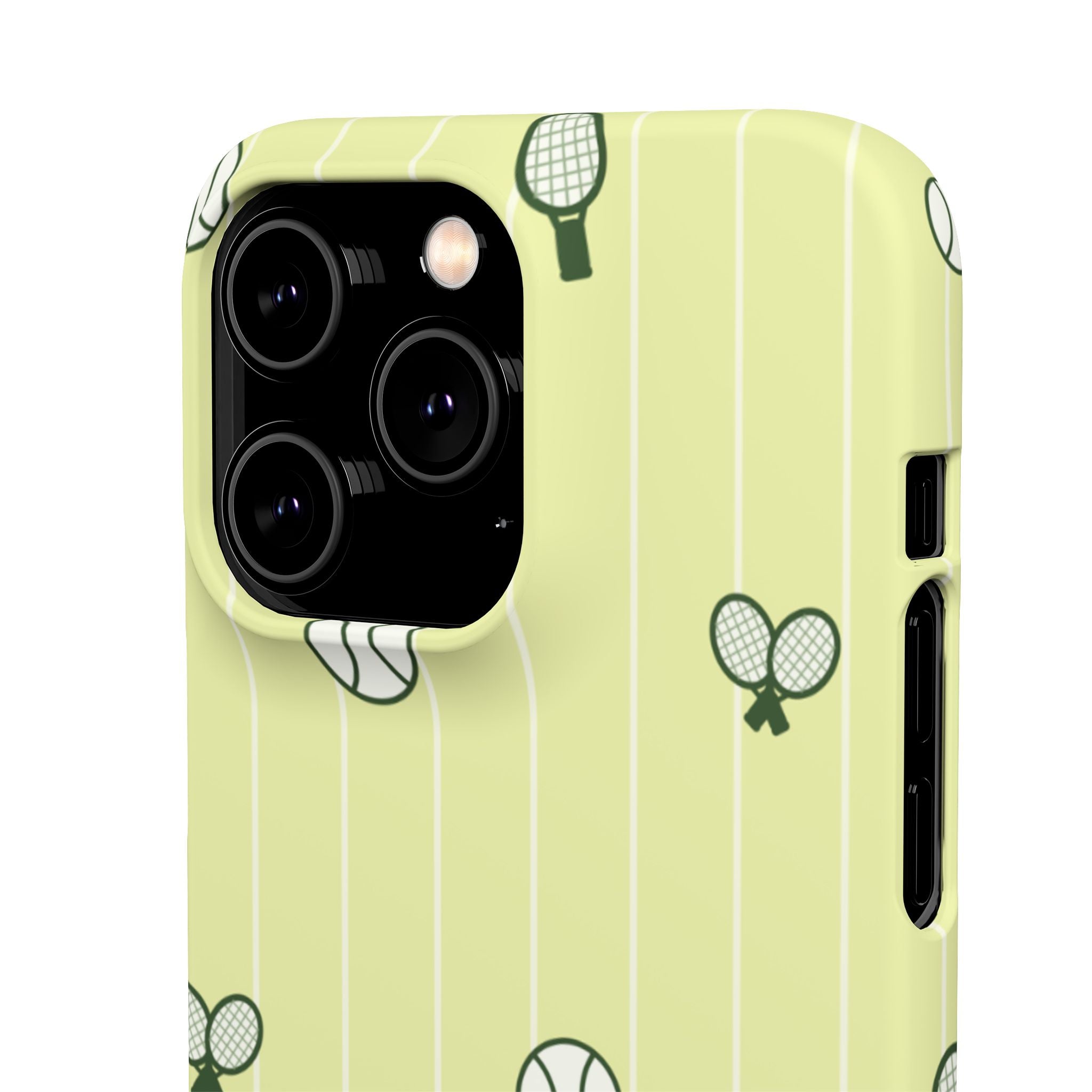 Tennis Pattern Phone Case — Yellow Racket & Ball Snap Case