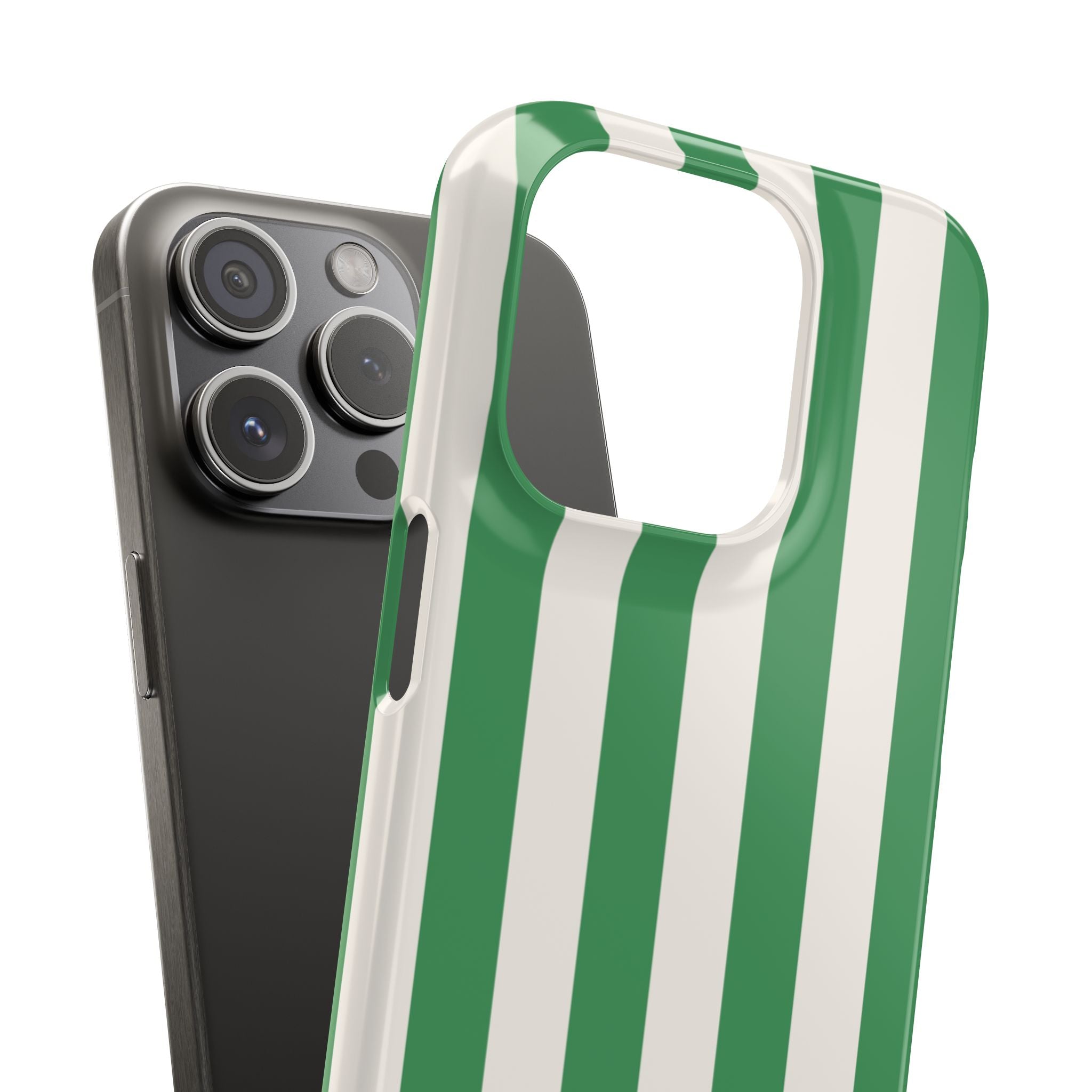 Green & White Stripe Phone Case — Snap-On Protective Cover