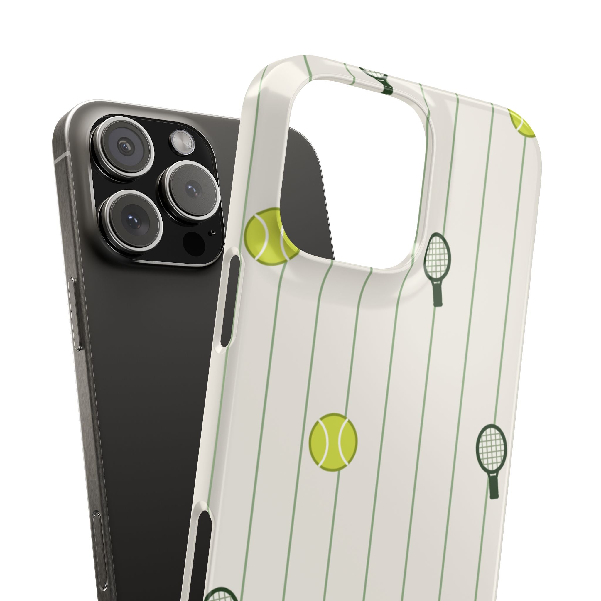Tennis Pattern Phone Case — Rackets & Tennis Balls Protective Snap Case