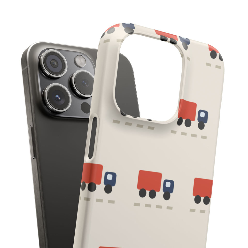 Truck Pattern Phone Case — Cute Red & Blue Delivery Truck iPhone Cover