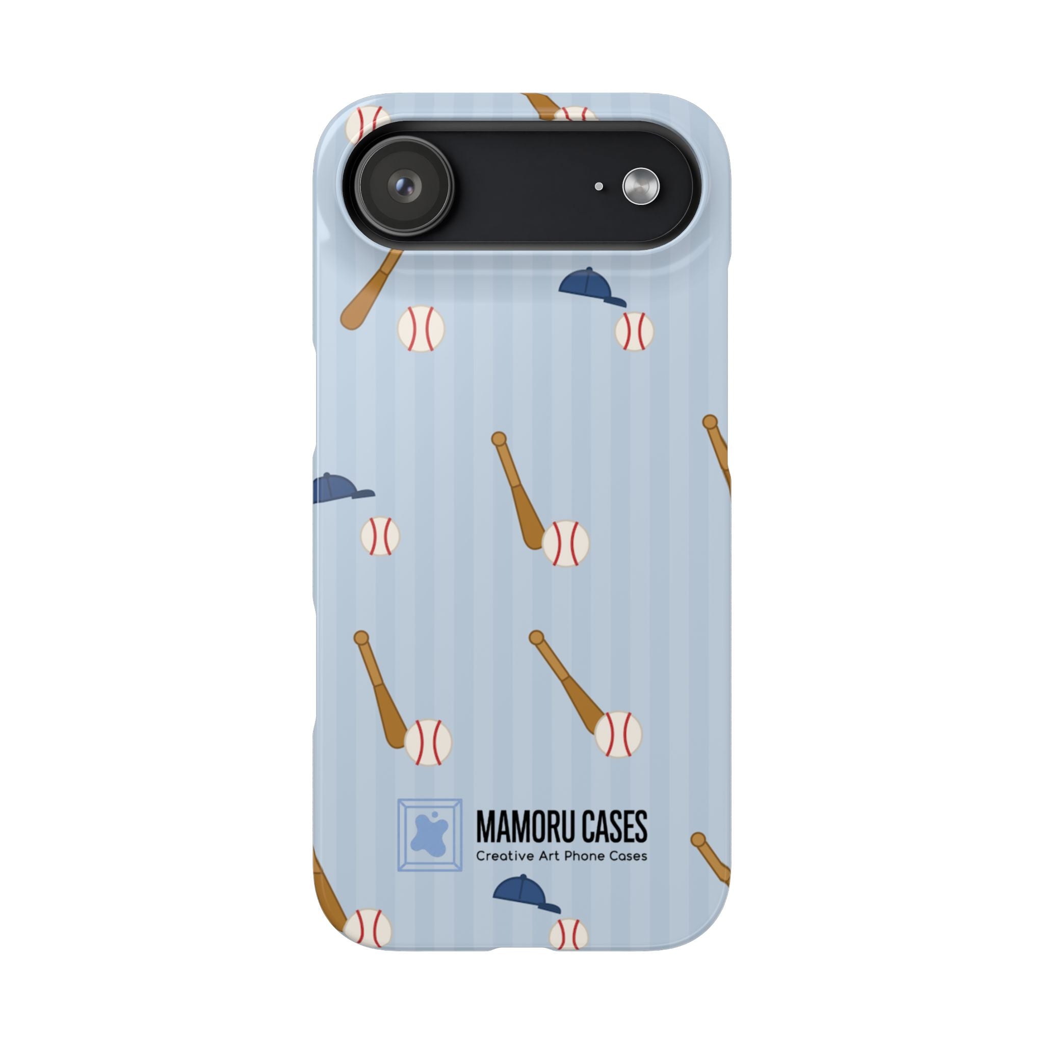 Baseball Pattern Phone Case — Blue Bat & Cap Snap Case
