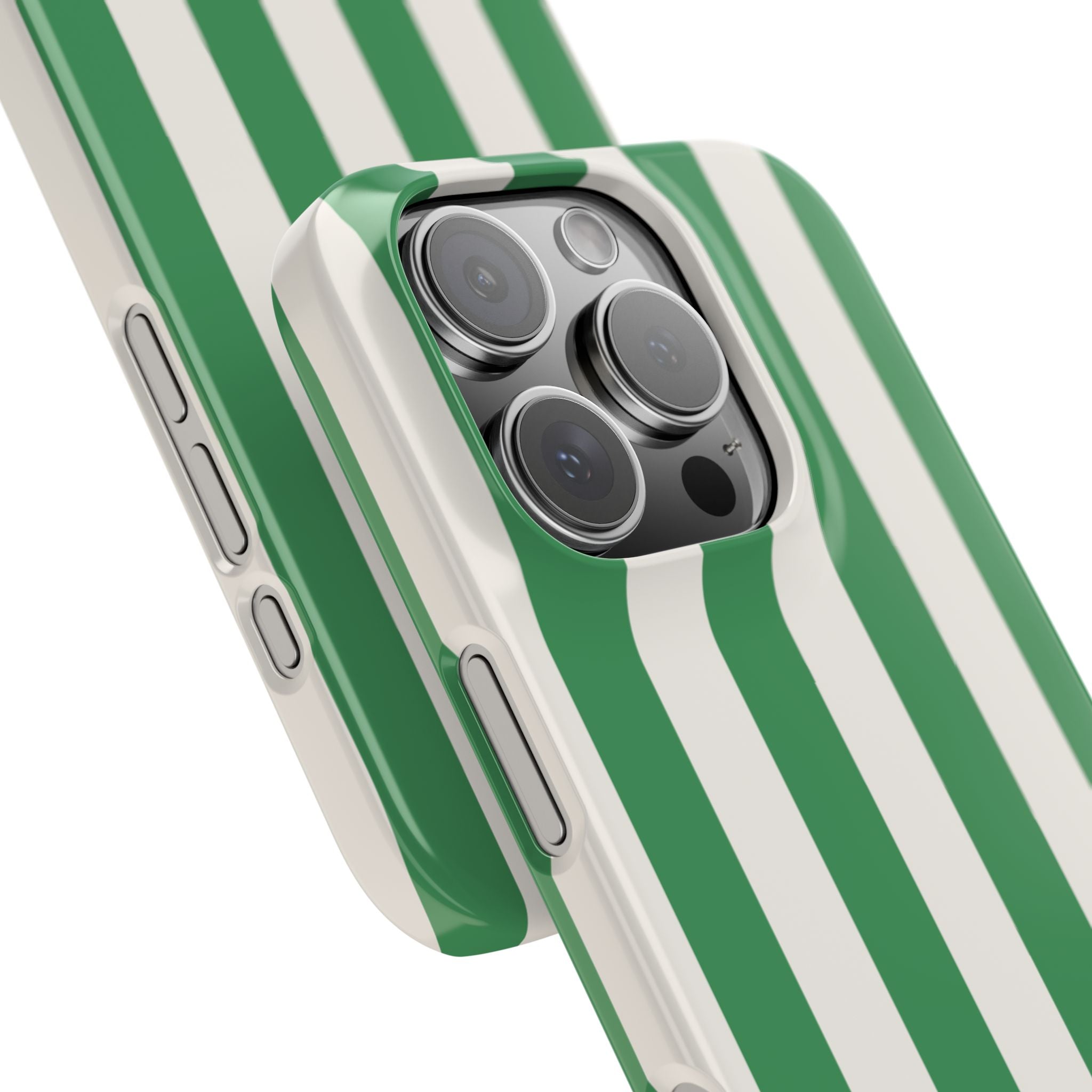 Green & White Stripe Phone Case — Snap-On Protective Cover