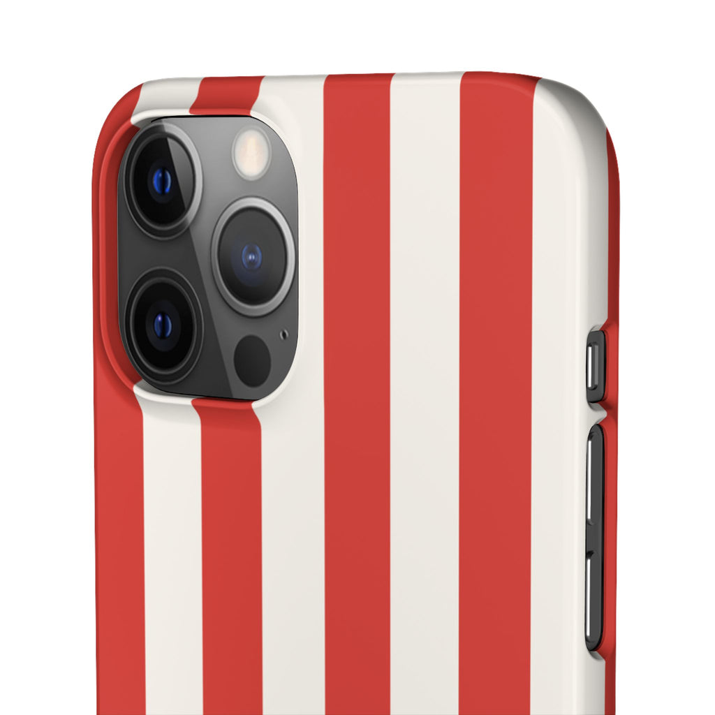 Striped Red & White Snap Phone Case – Classic Candy-Stripe Protection